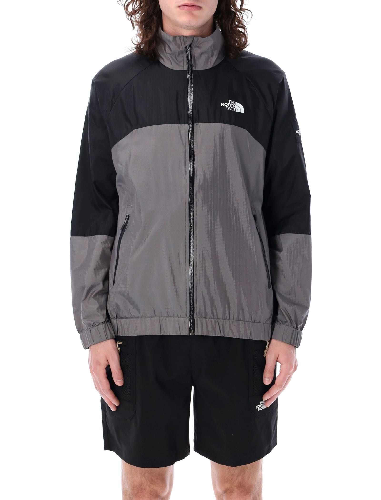 Shop The North Face Wind Shell Full Zip Jacket In Grey