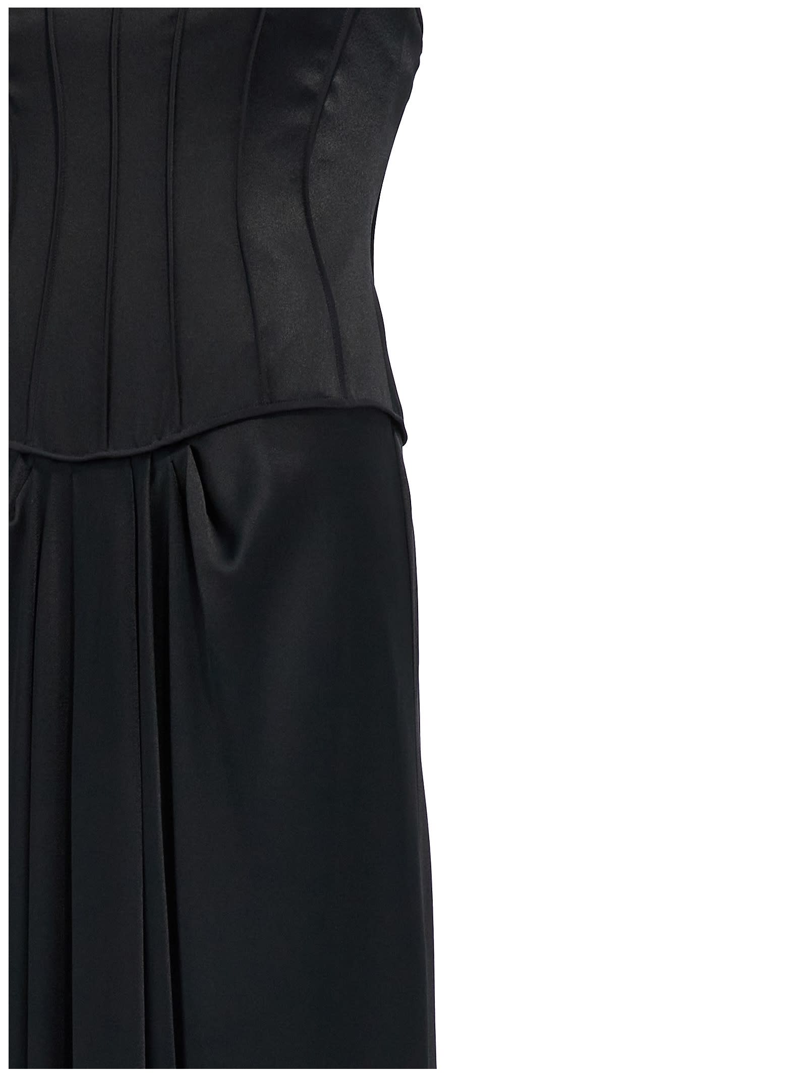 Shop Alberta Ferretti Corset Satin Dress In Black