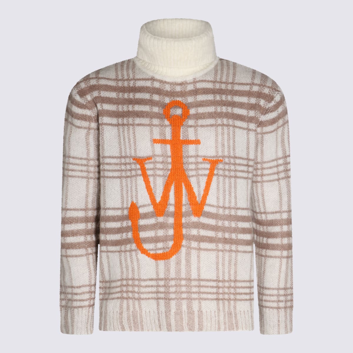 Shop Jw Anderson White, Brown And Orange Wool Blend Jumper In Off White-brown