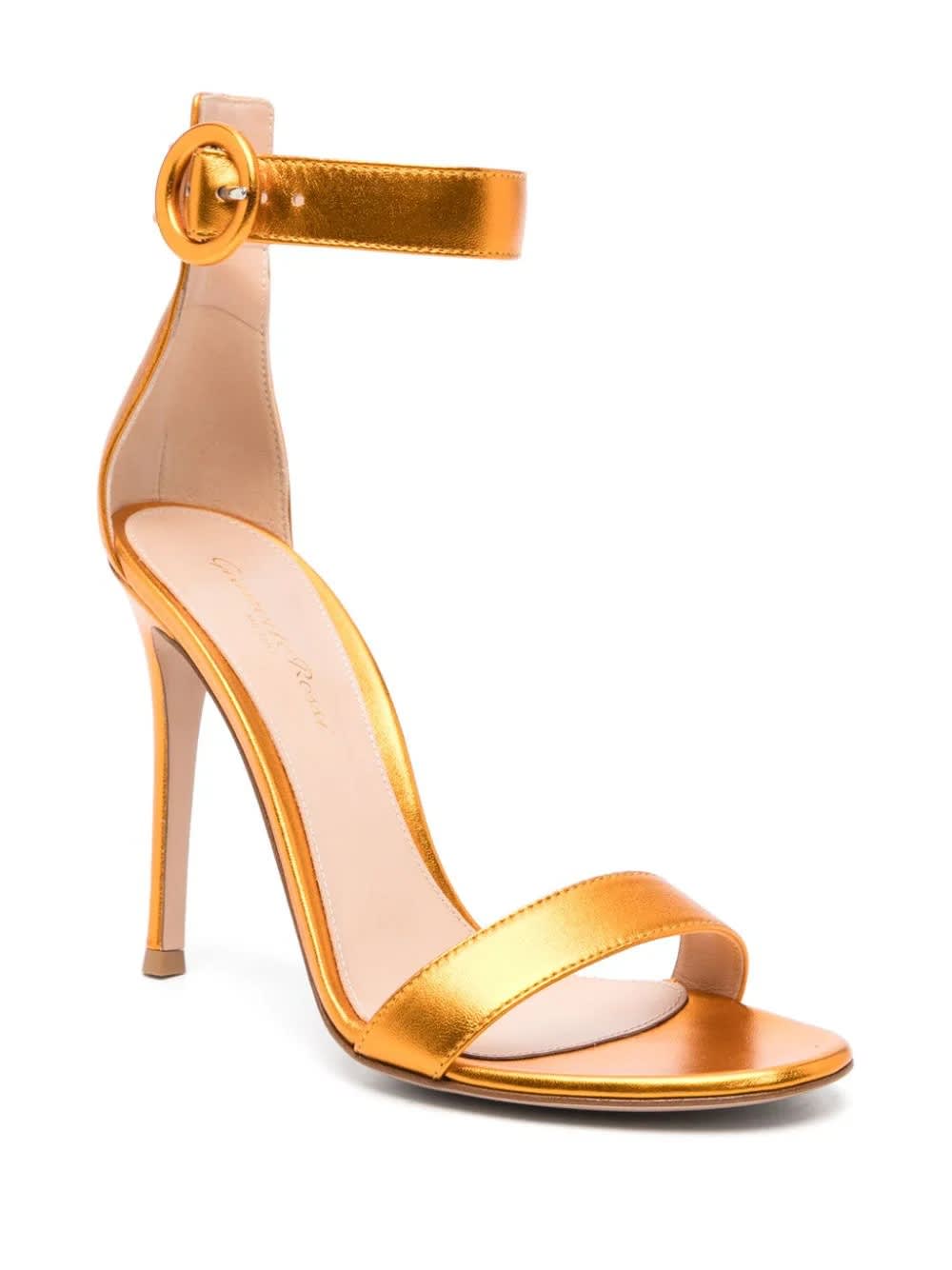 Shop Gianvito Rossi Orange Portofino 105 Sandals