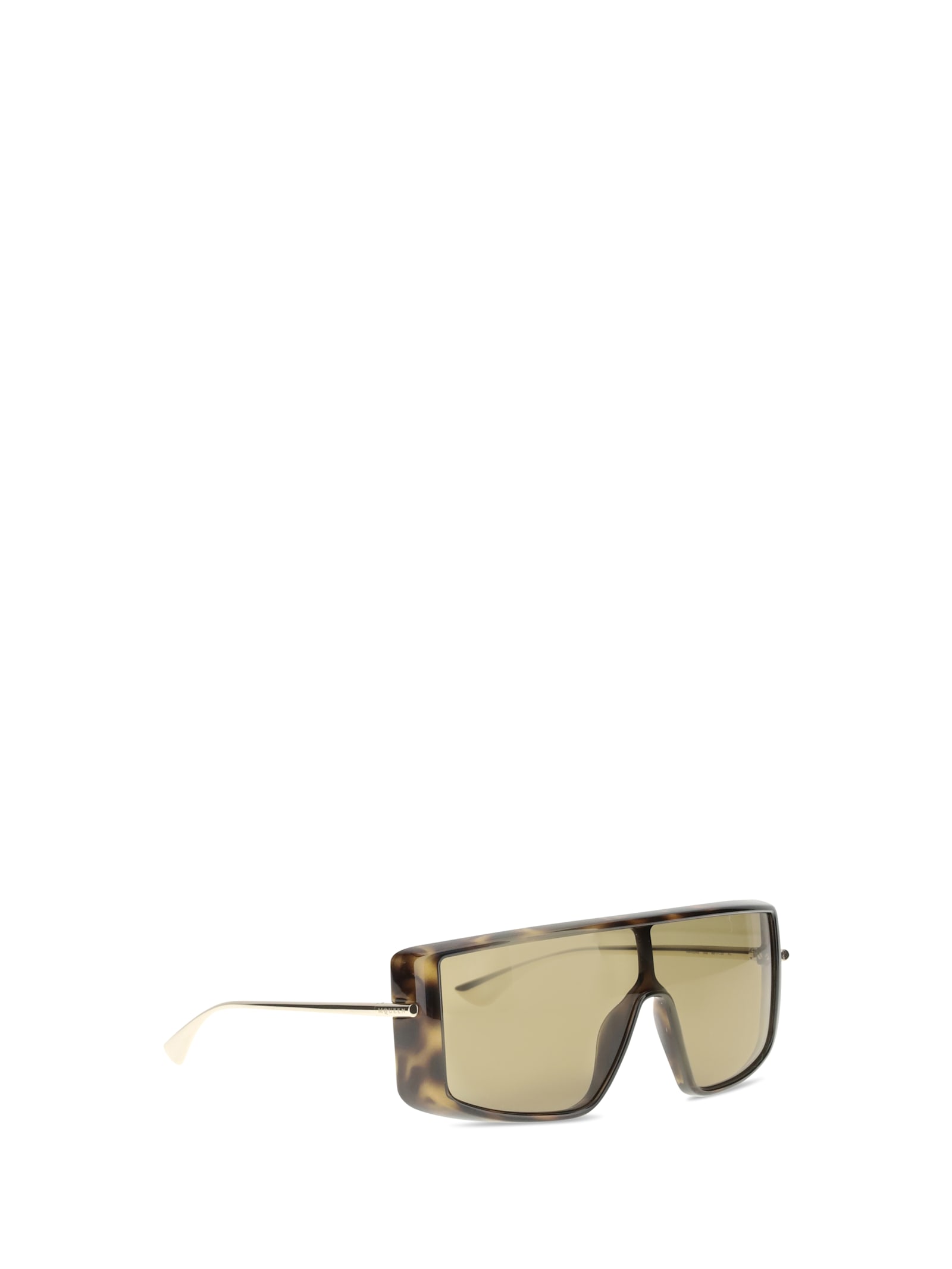 Alexander Mcqueen Havana T-bar Visor Sunglasses In Brown