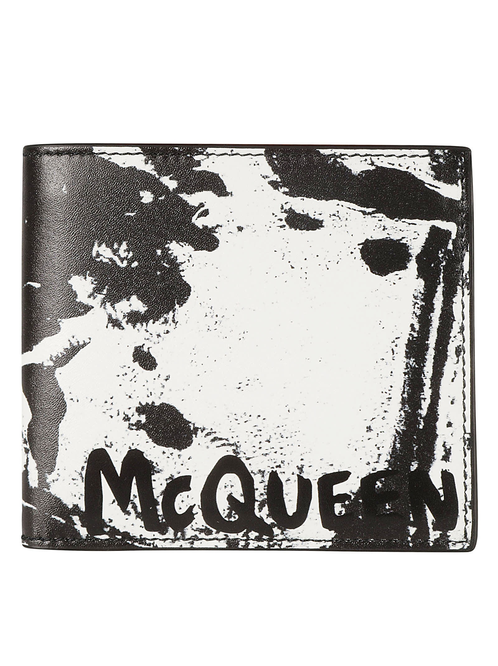 Shop Alexander Mcqueen 8cc Logo Bi-fold Wallet In Black/white
