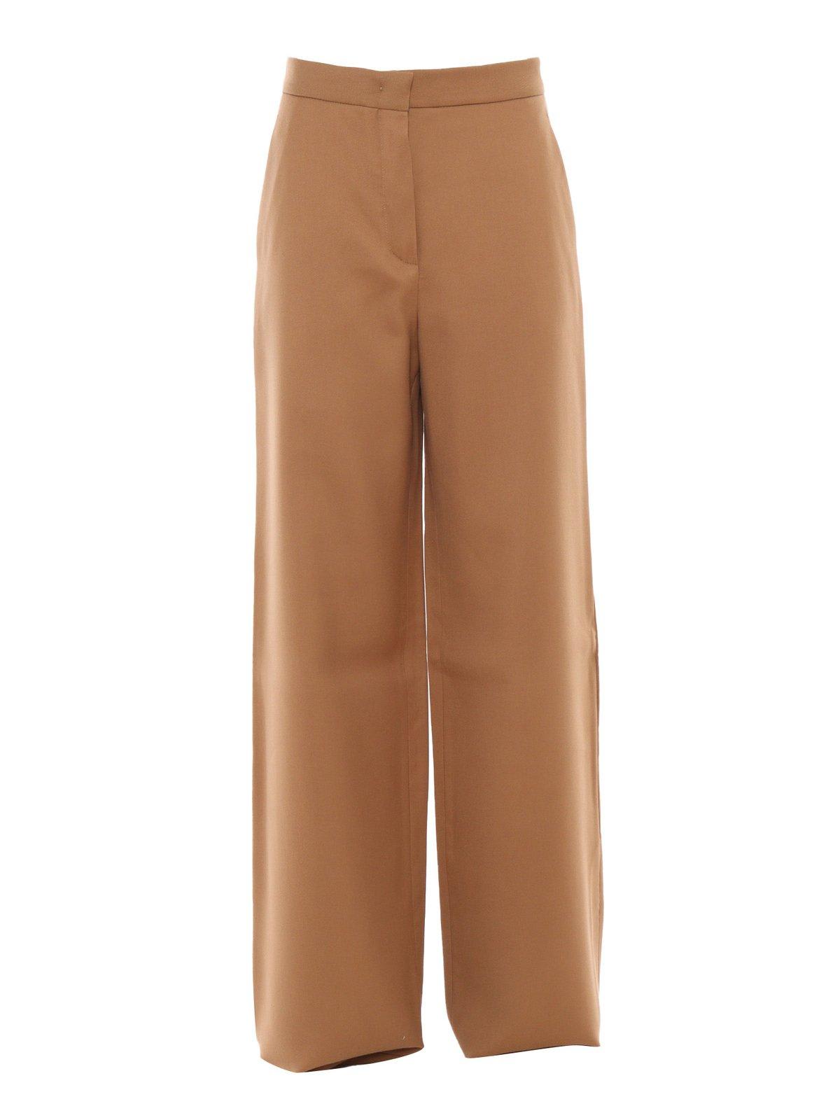 Max Mara Wide-leg And High-waist Casual Pants In Brown