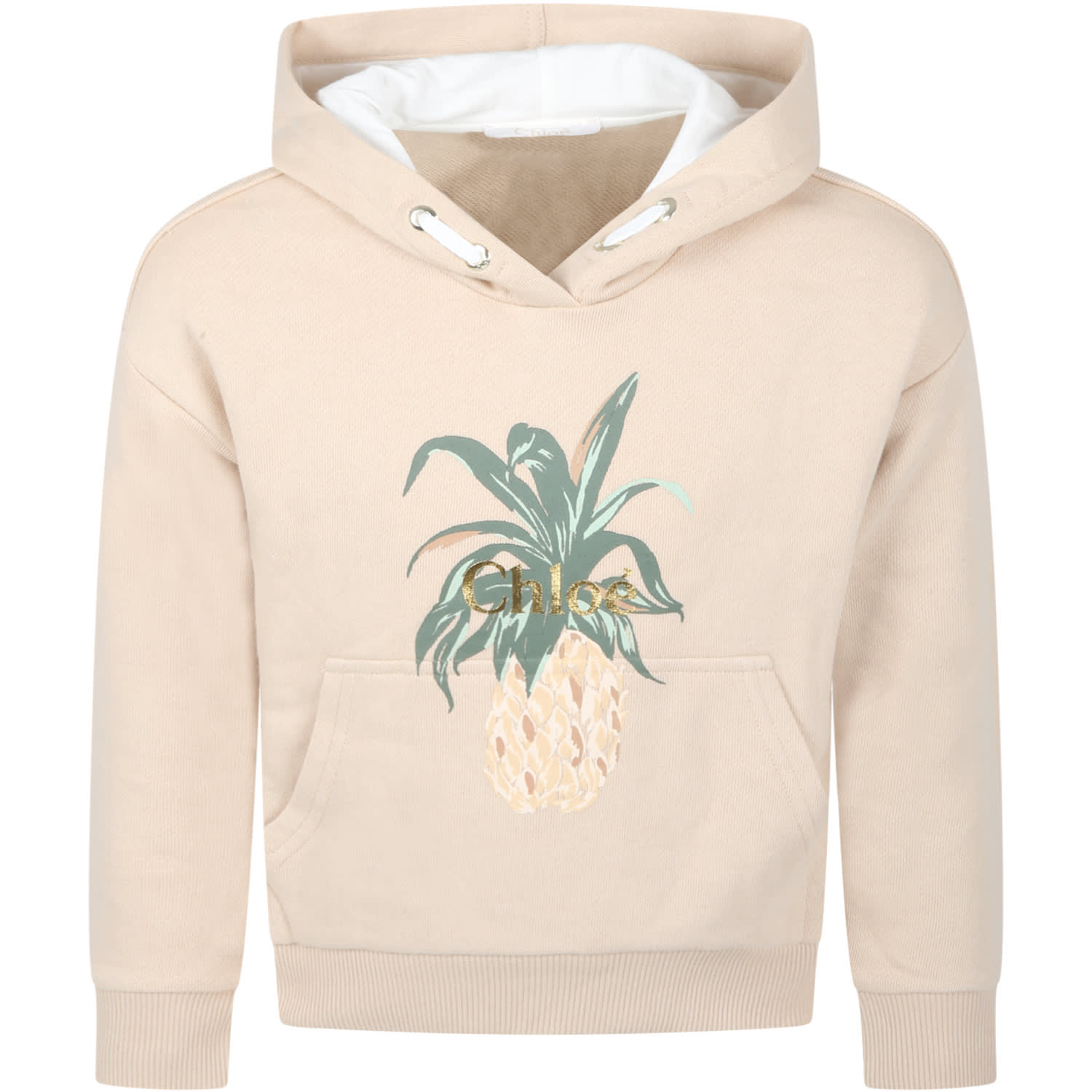 Chloé Beige Sweatshirt For Girl With Pineapple