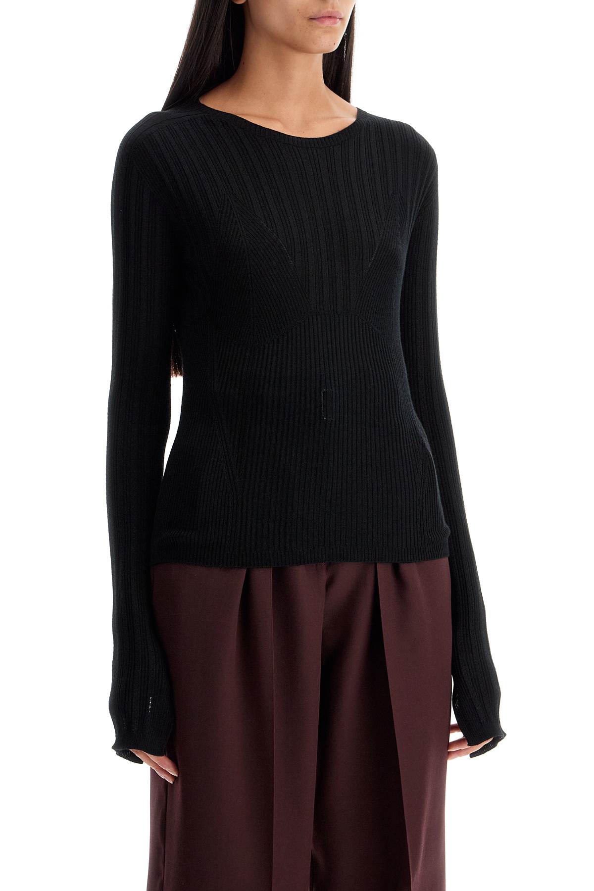 Shop Lanvin Ribbed Crewneck Sweater In Noir (black)