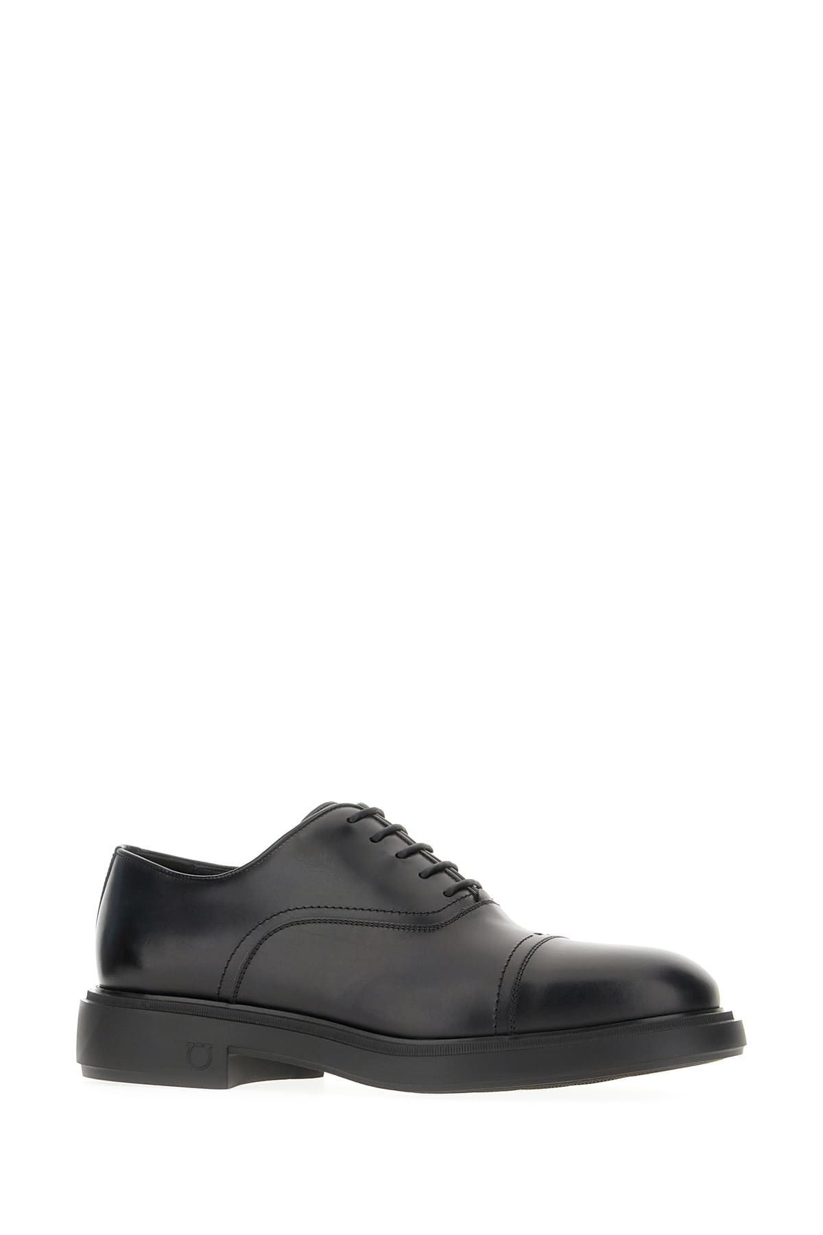 Ferragamo Lace-up Balmoral Calfskin Cap Toe Shoes In Nero
