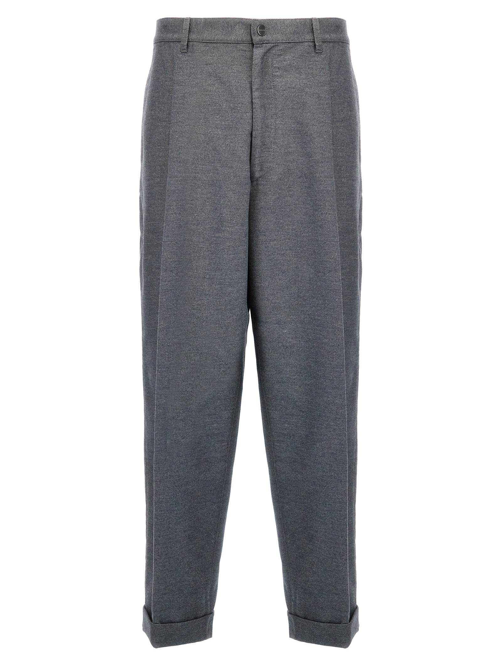 Shop Giorgio Armani Flannel Pants In Blue