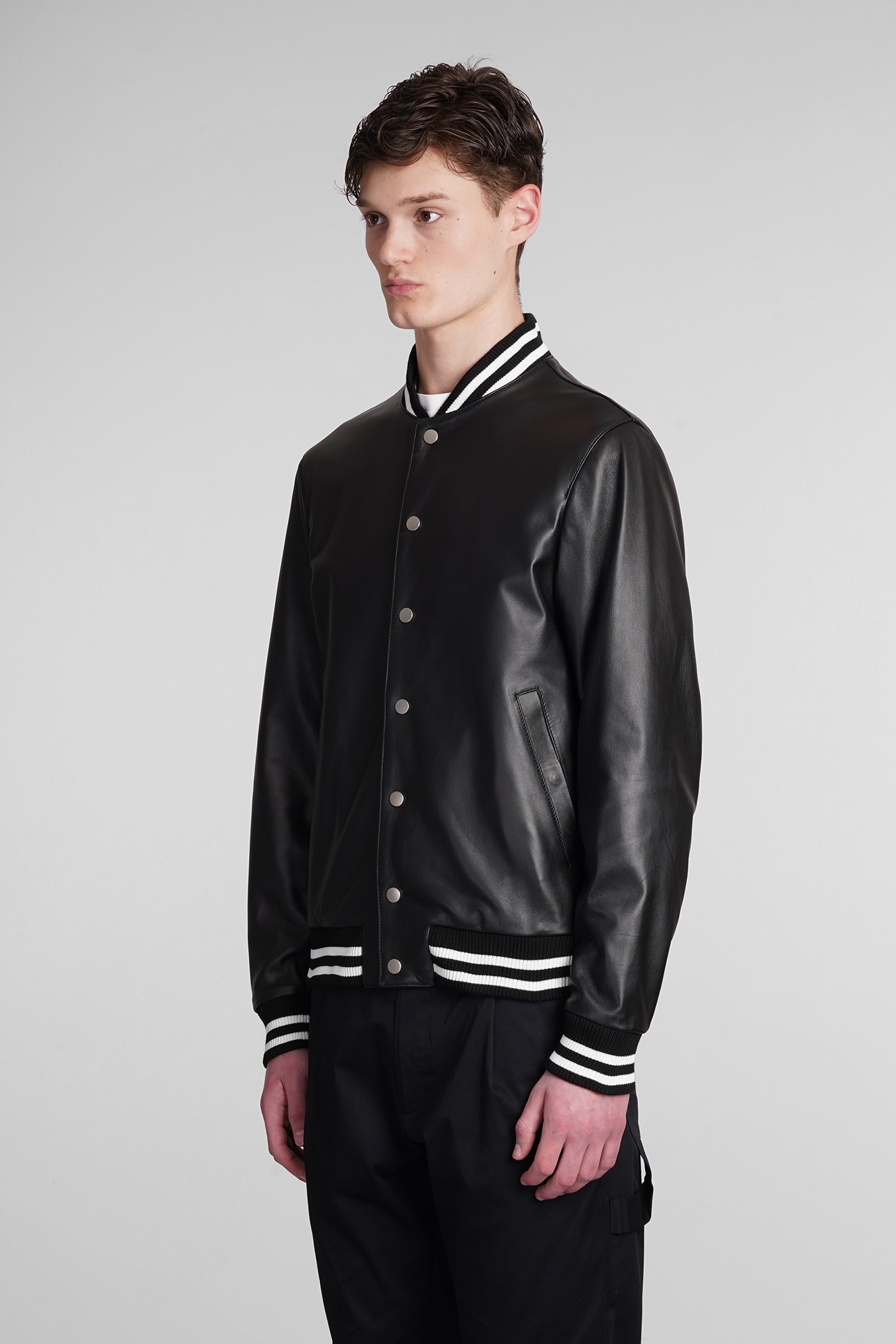 Shop Low Brand Bomber In Black Leather