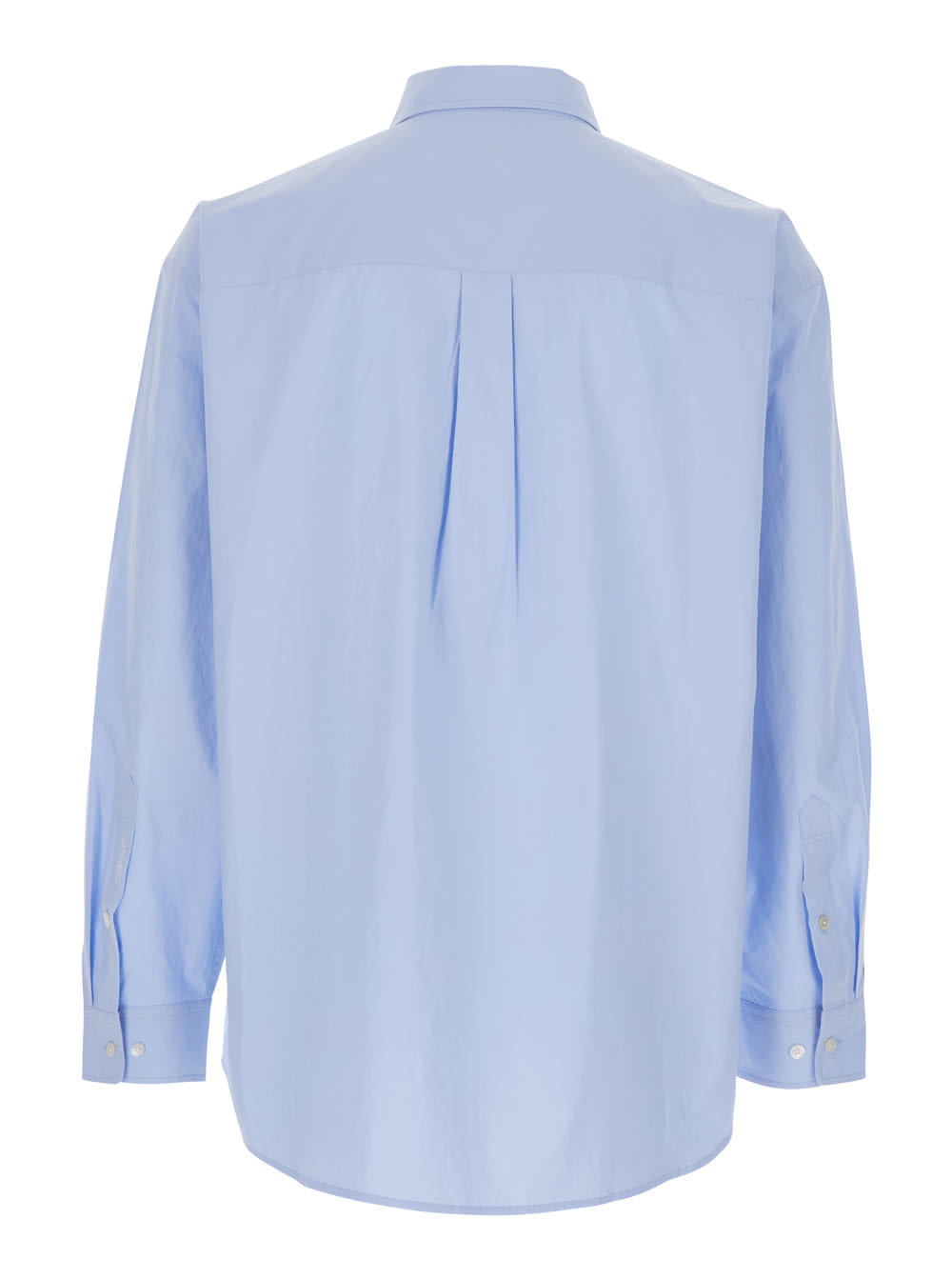Dunst Light Blue Shirt With Patch Pocket On The Front And Embroidered Logo In Cotton Poplin Man In Light Blue