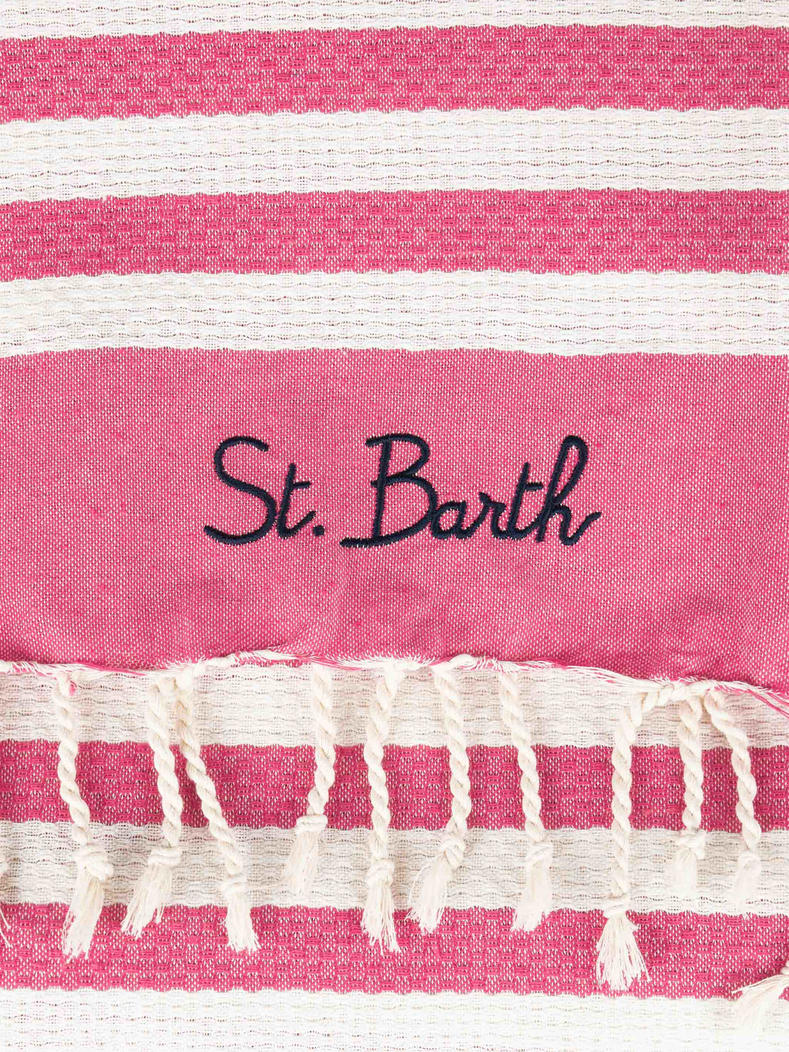 Shop Mc2 Saint Barth Classic Honeycomb Fouta Towel With Striped Print In Pink