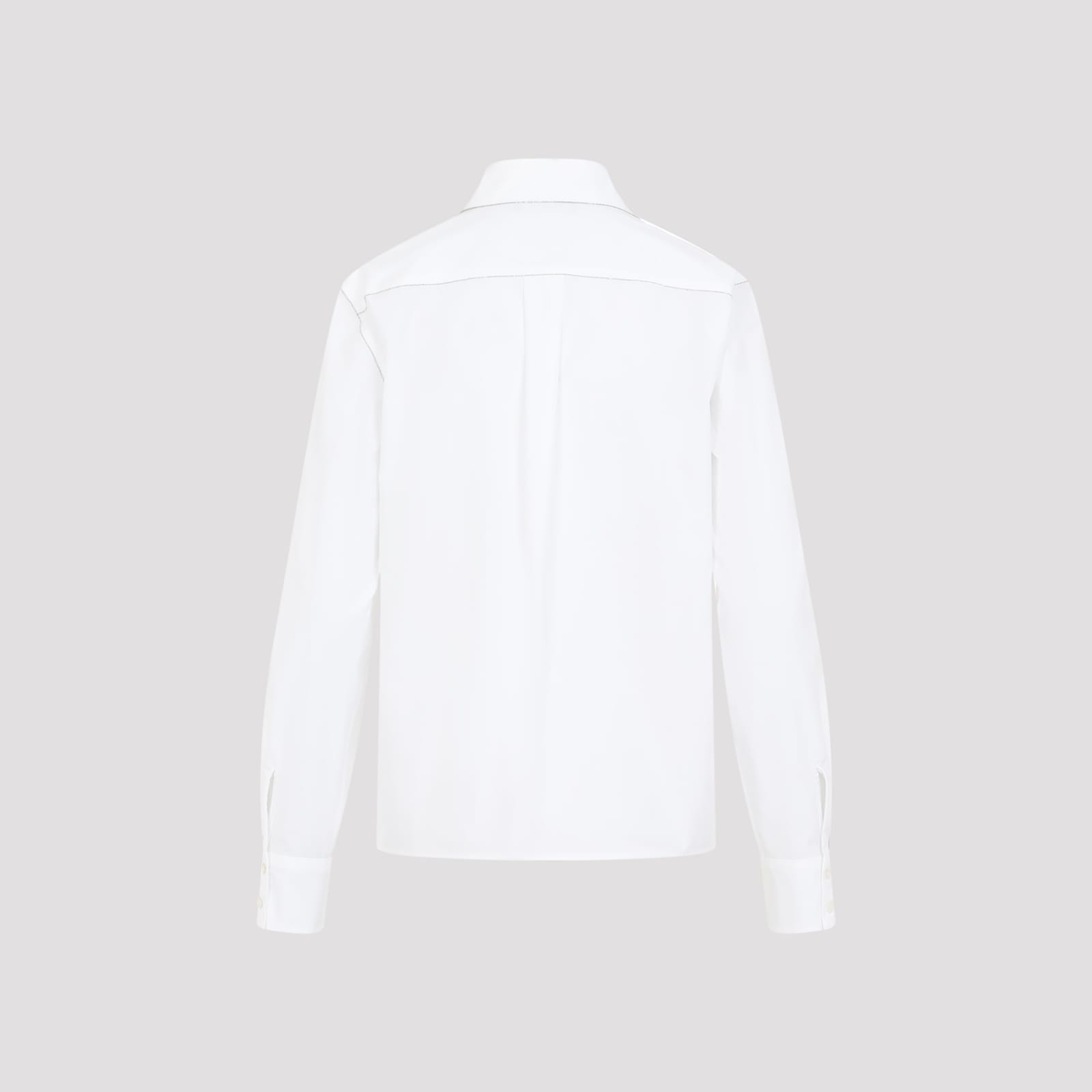 Shop Fabiana Filippi Cotton Shirt In Bianco Ottico