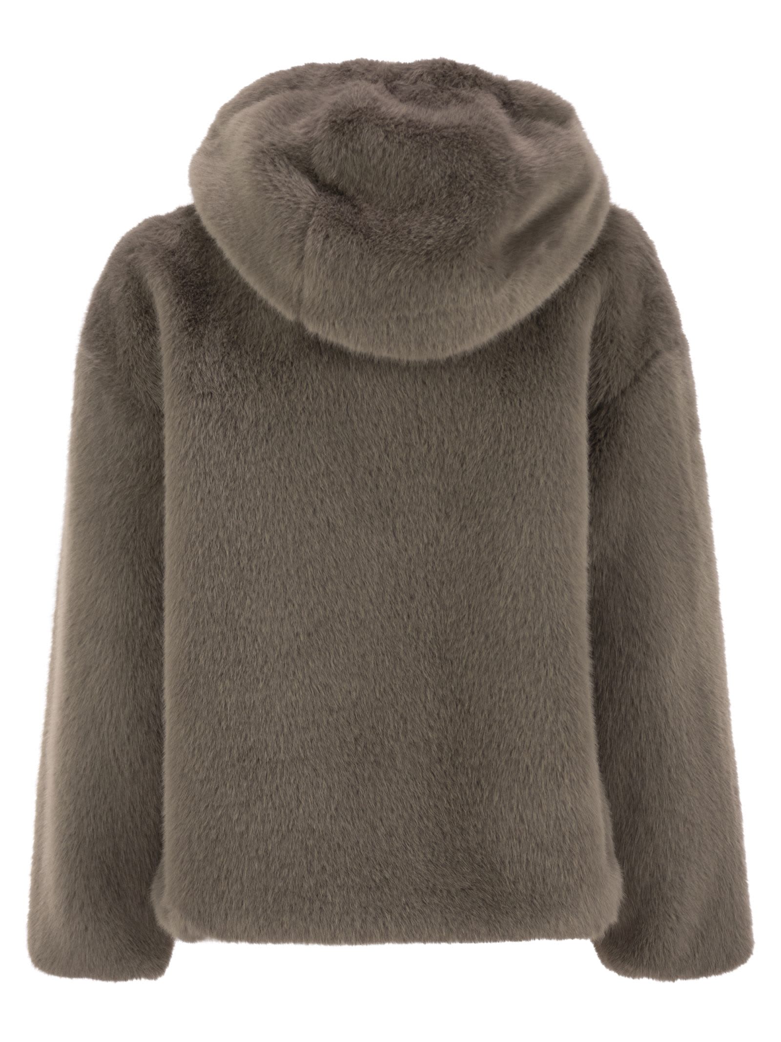 Shop Herno Faux Mink Fur Sweatshirt In Turtledove