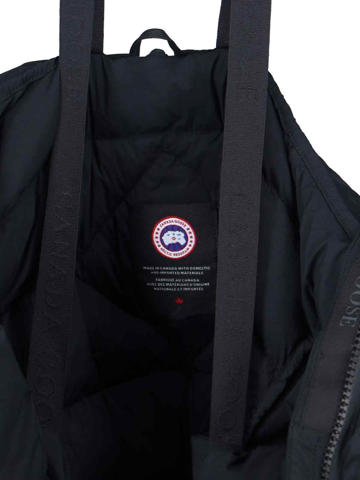Canada Goose Quilted Down Coat With Adjustable Hood In Blue
