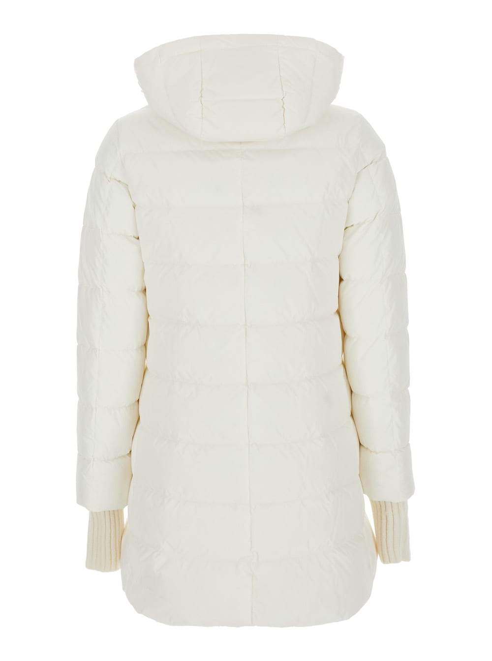 Herno White Down Jacket With Drawstring Hood In Tech Fabric Woman In White