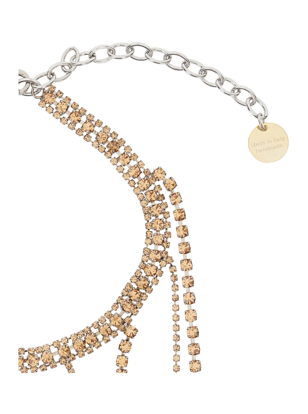 Silvia Gnecchi Gold-colored Necklace With All-over Applied Glass Crystals And Adjustable Clasp In Brass Woman In Gold