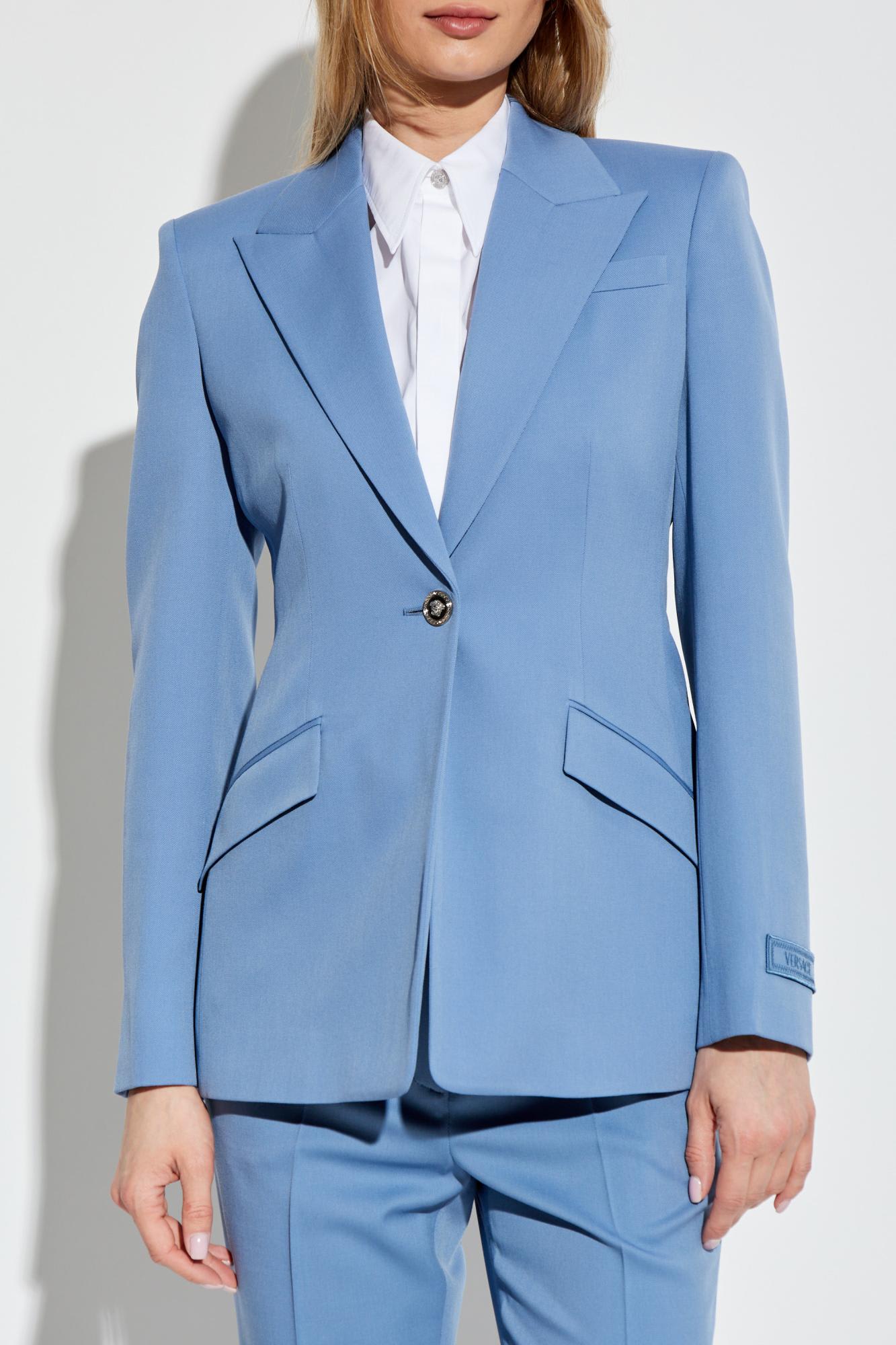 Versace Wool Blazer With Closed Lapels