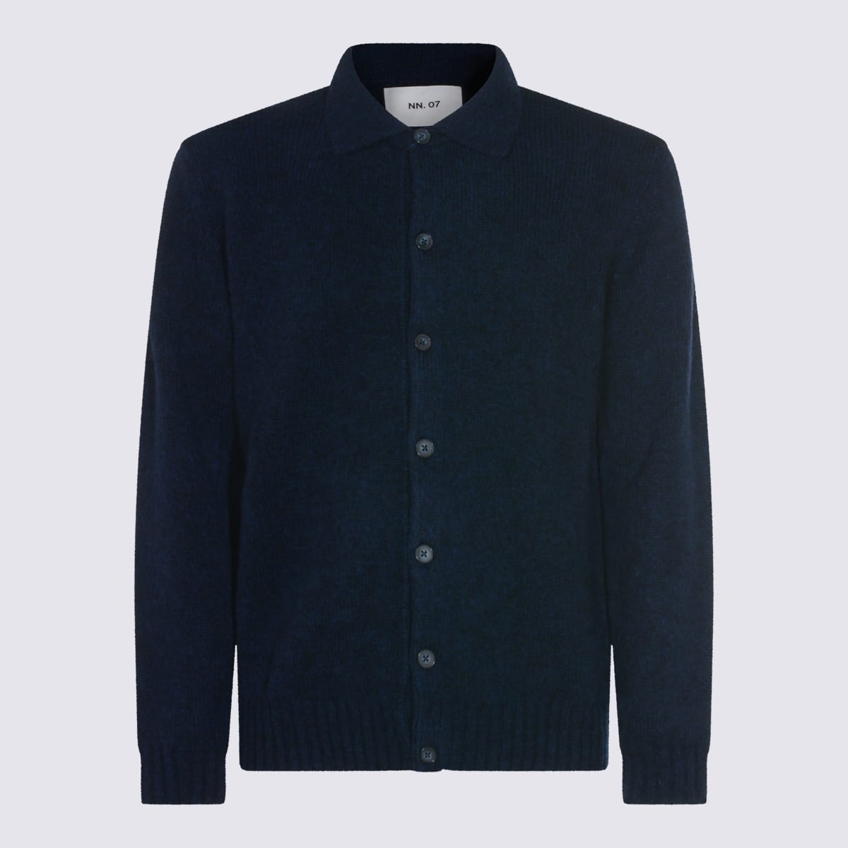 Nn07 Collared Crewneck Sweater Ribbed Cuffs In Blue