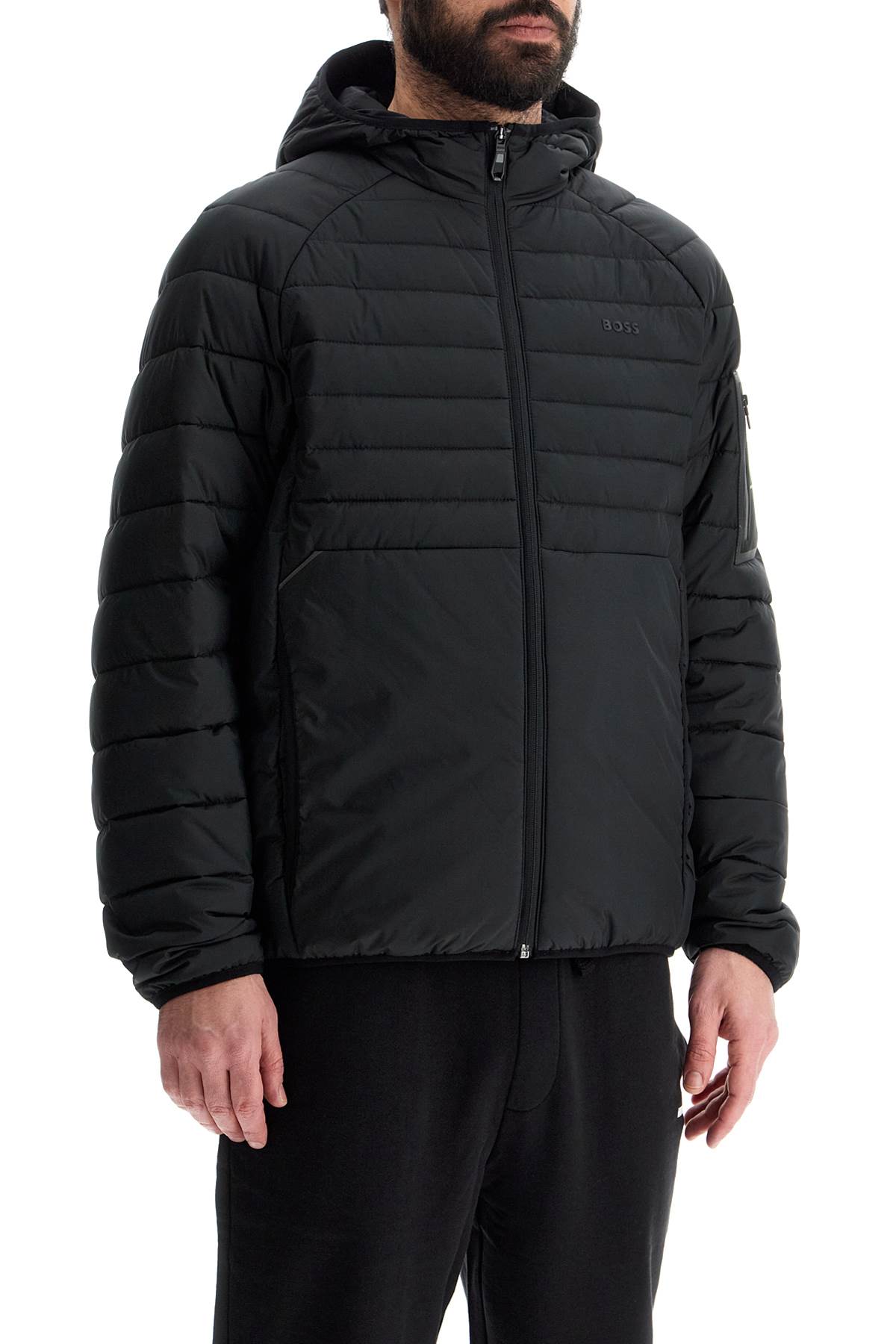 J_thor 2 Black Oversized Down Jacket With Hood