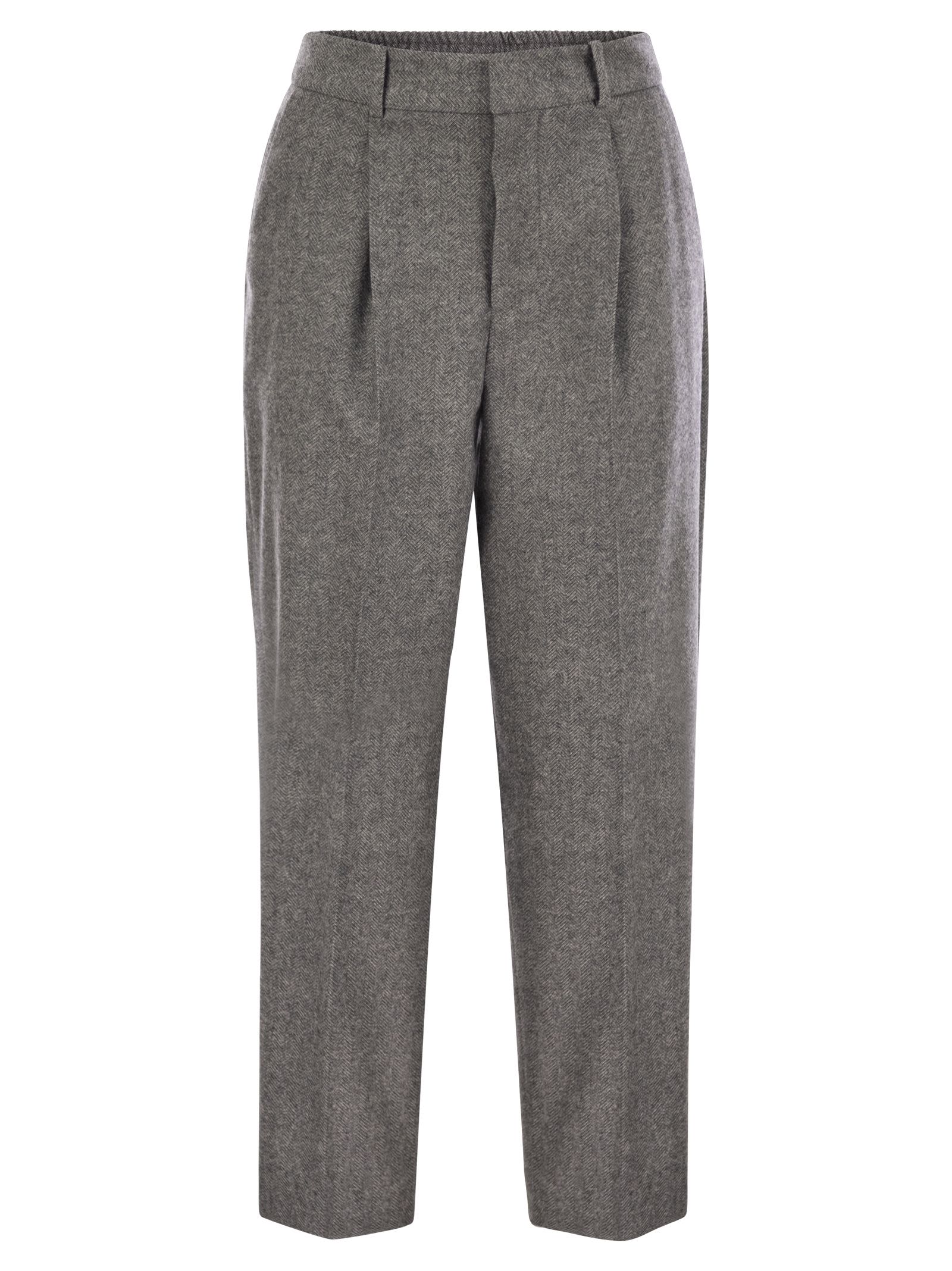 Shop Pt Torino Daisy - Wool And Cashmere Pants In Dark Grey