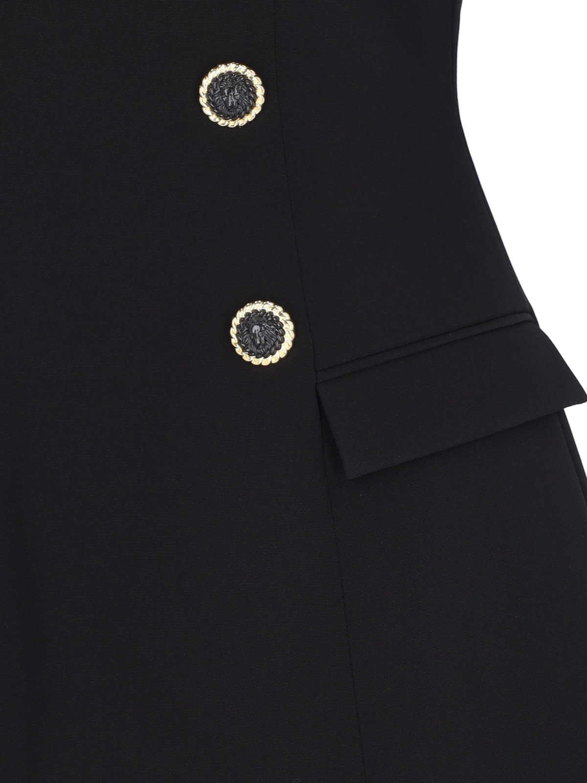 Shop Balmain Eight Buttons Crêpe Mini Dress In Black