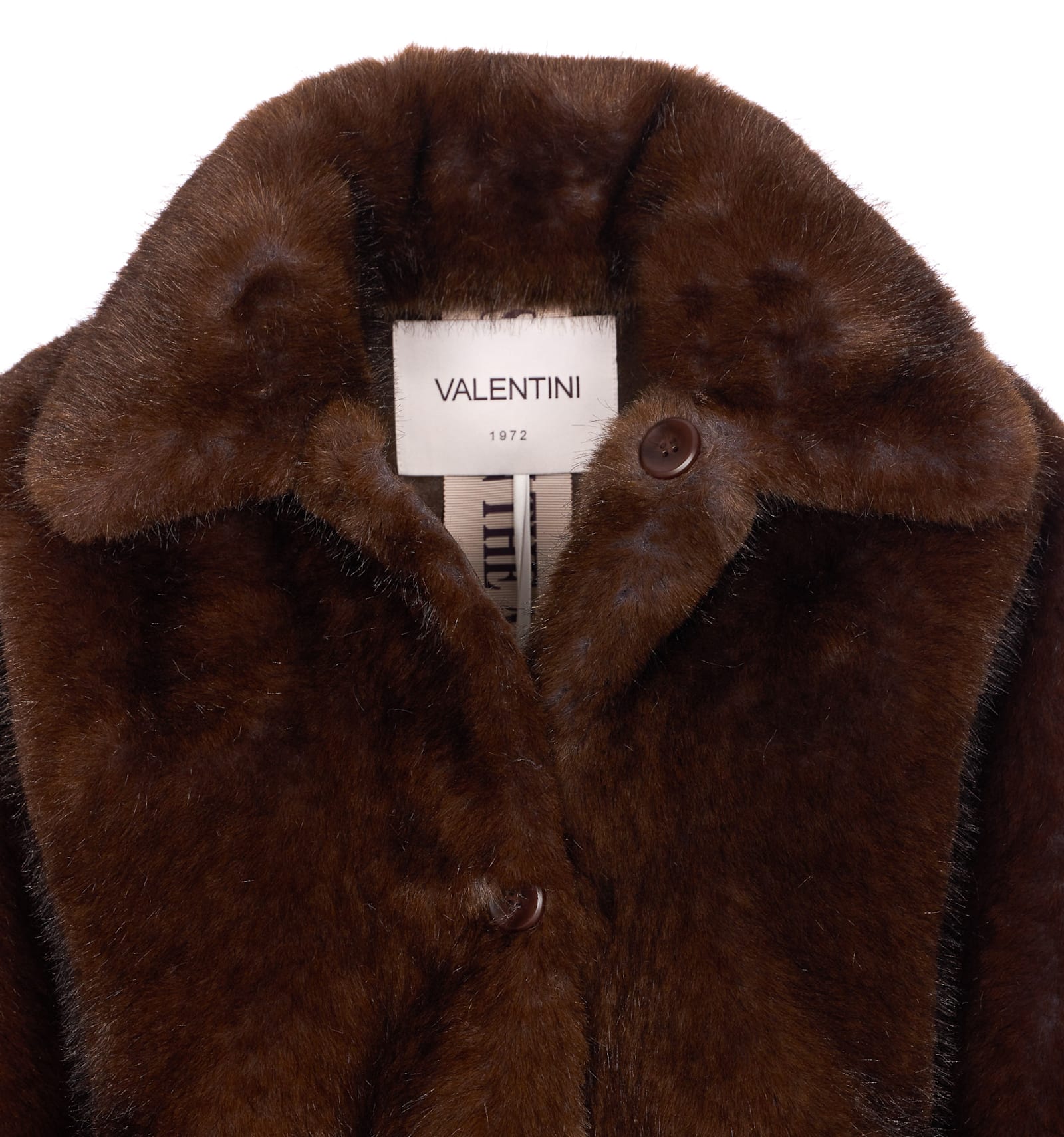 Valentini 1972 Faux-fur Collared Jacket In Brown
