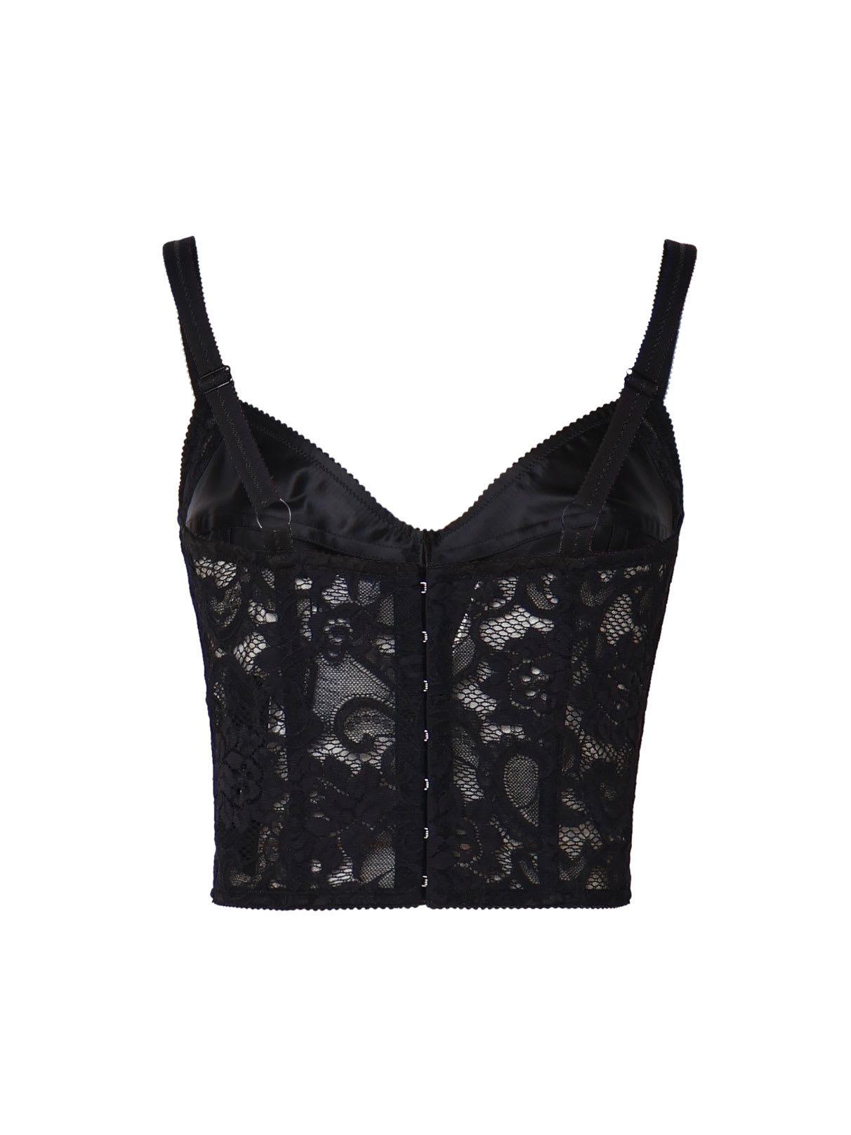 Shop Dolce & Gabbana Shiny Satin Corset Top In Black