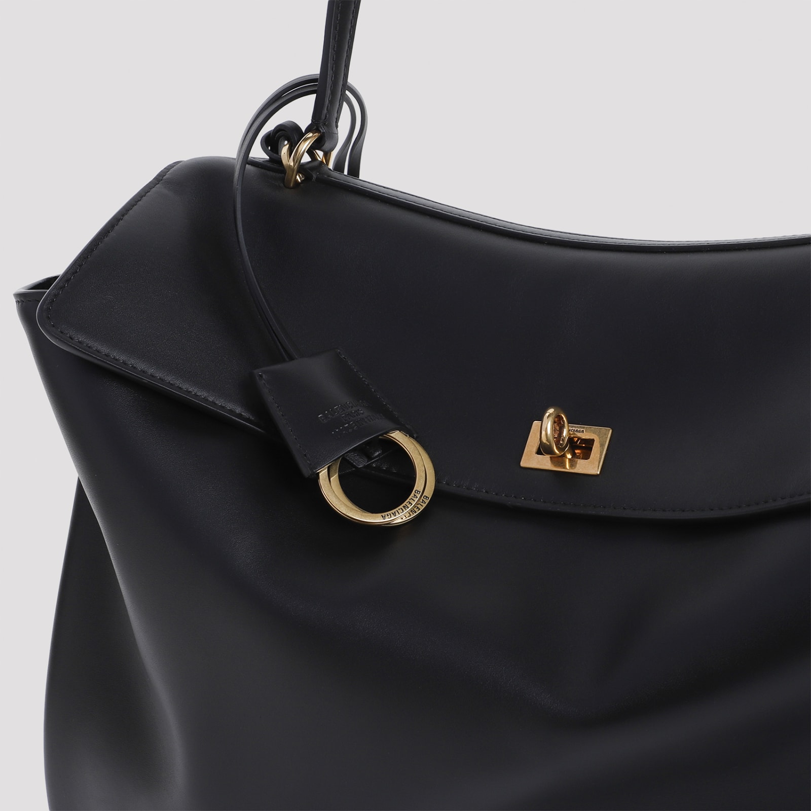 Balenciaga Shoulder Bag Structured Gold-tone Hardware In Black