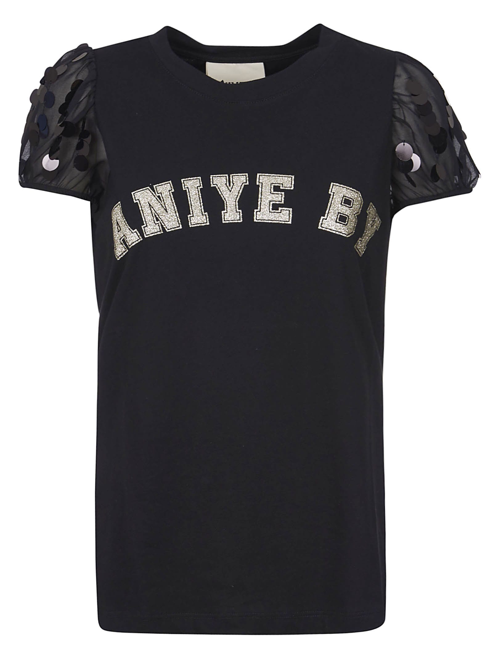 Aniye By Glittery Logo Top In Nero