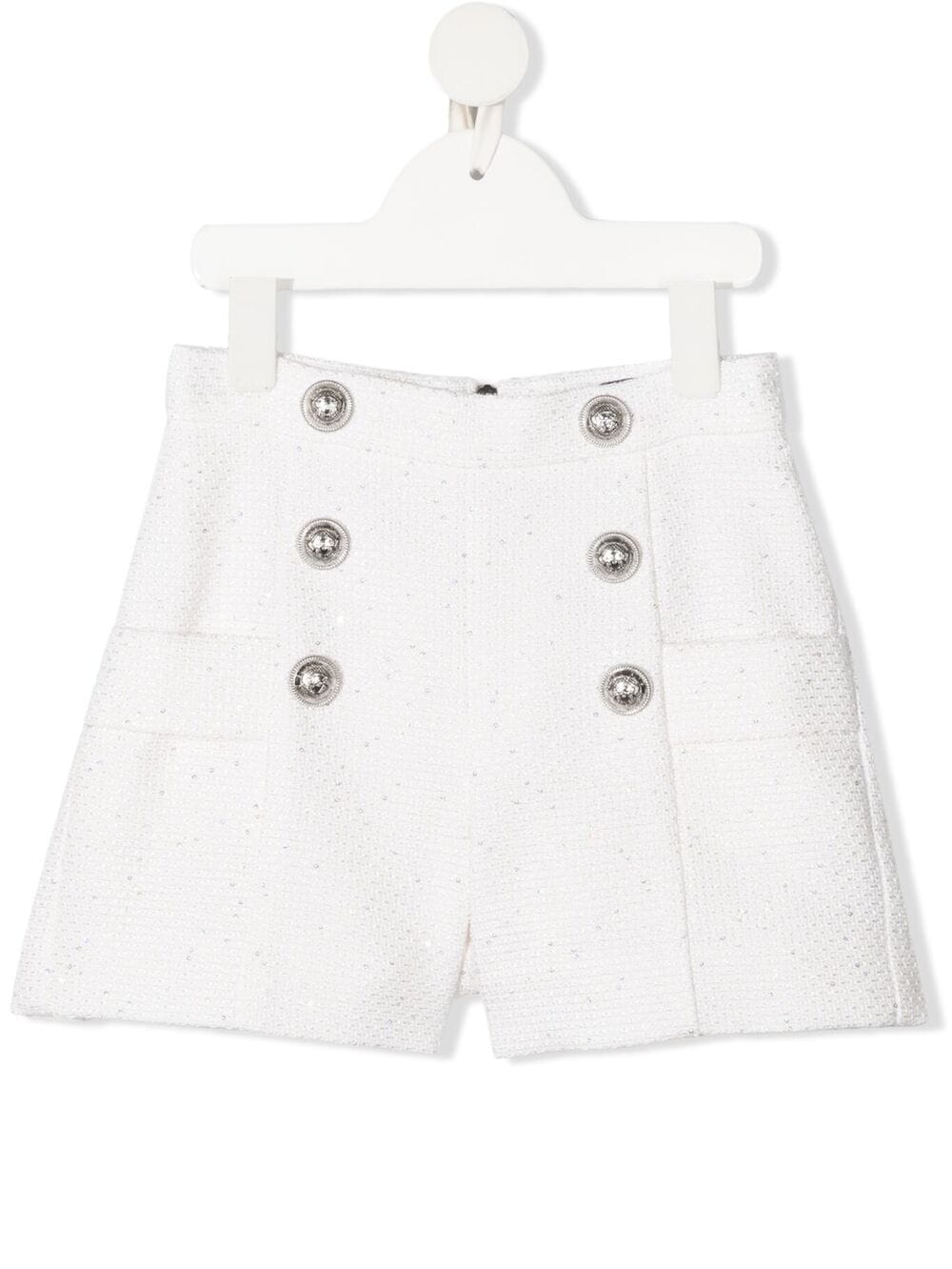 Balmain Kid White Shorts With Silver Buttons