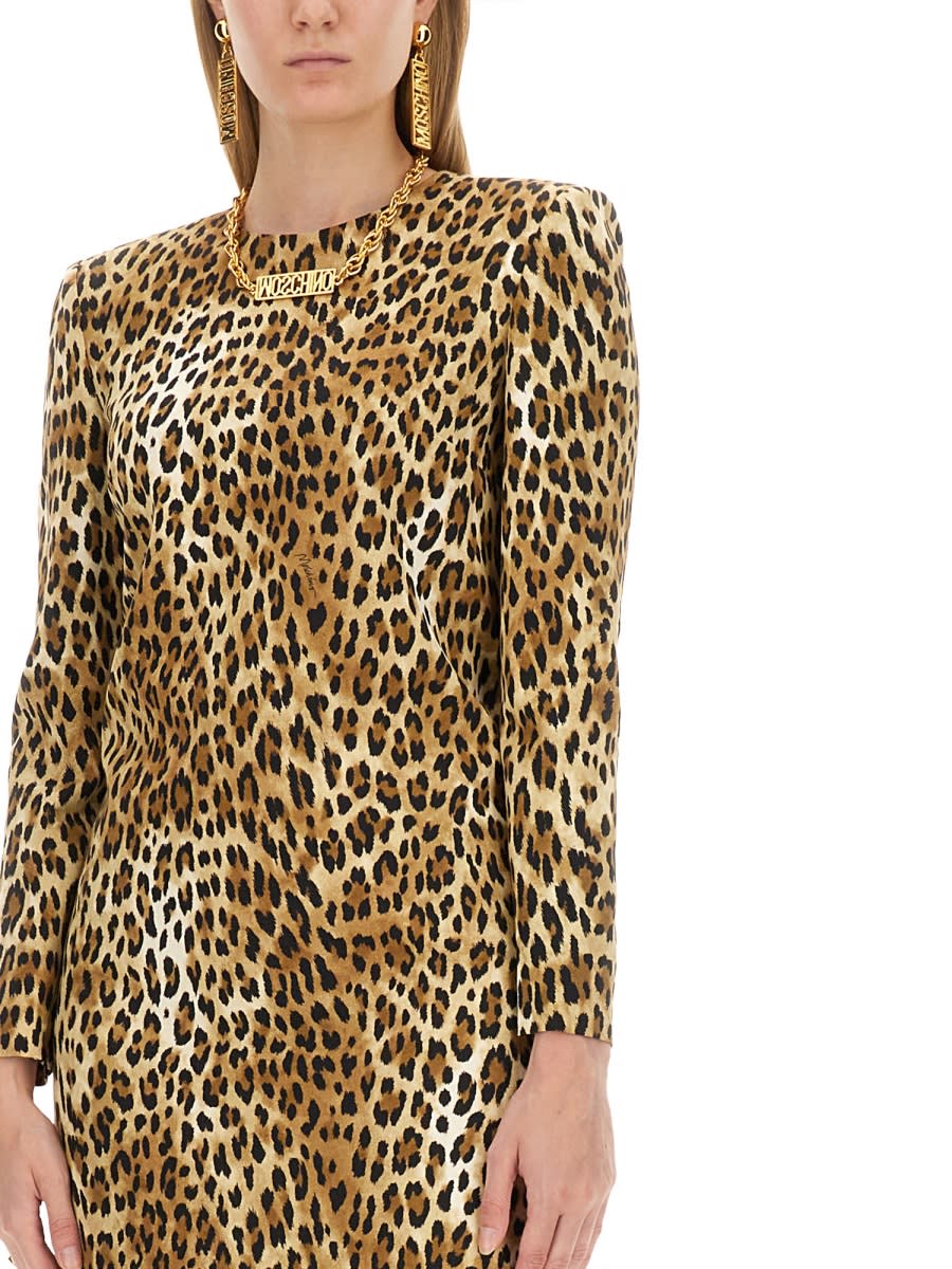 Shop Moschino Dress With Animal Pattern In Animalier