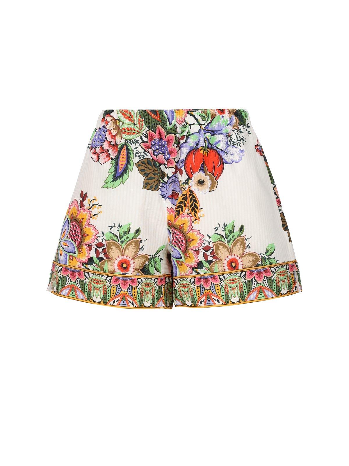 Shop Etro Floral Printed Elasticated Waist Shorts