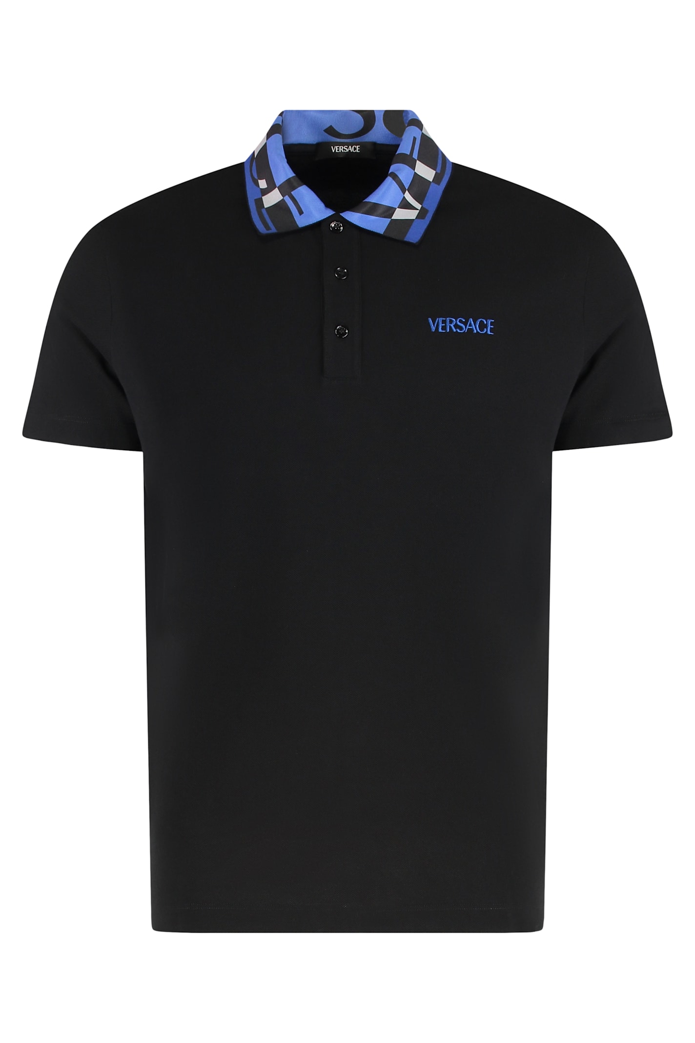 Versace Short-sleeved Polo Shirt In Black