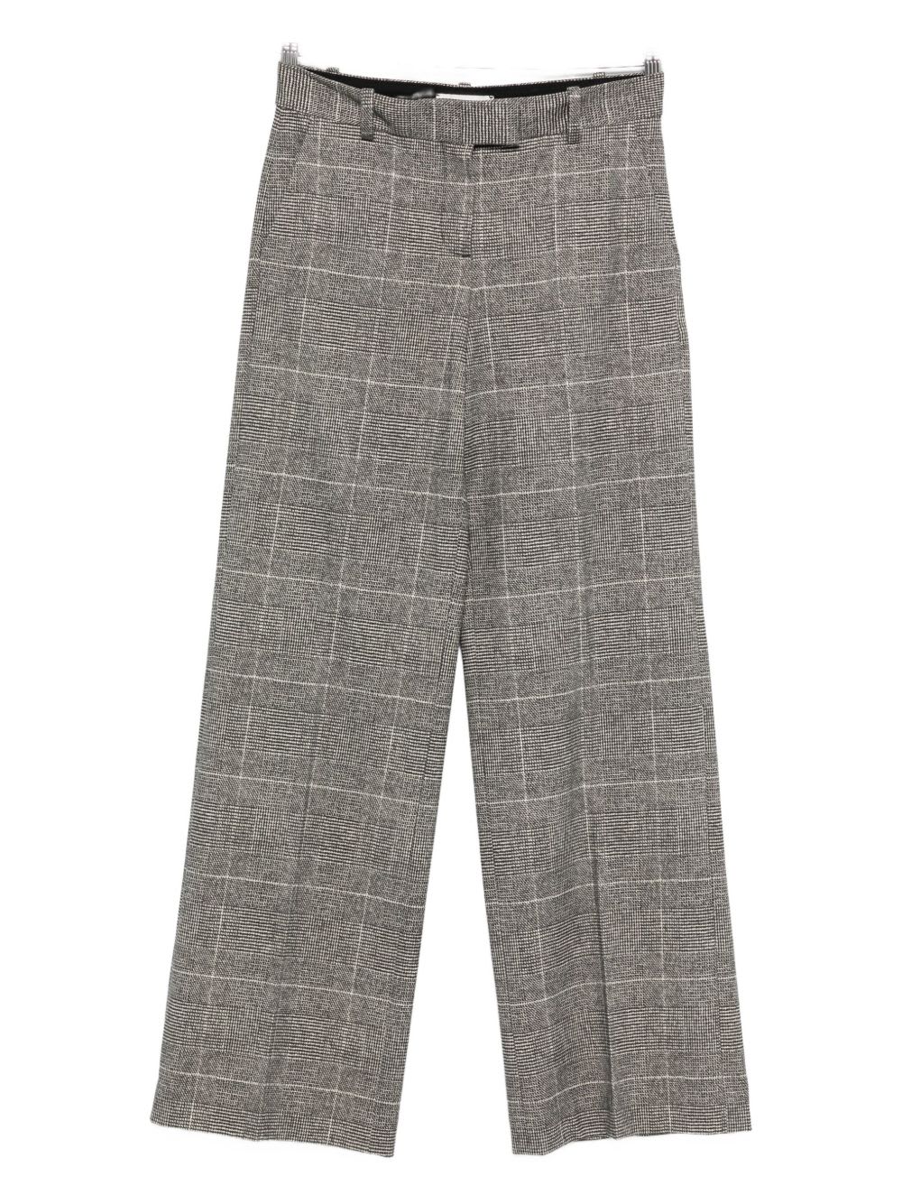 Circolo 1901 Check Pattern Wide Leg Cotton Trousers In Gray