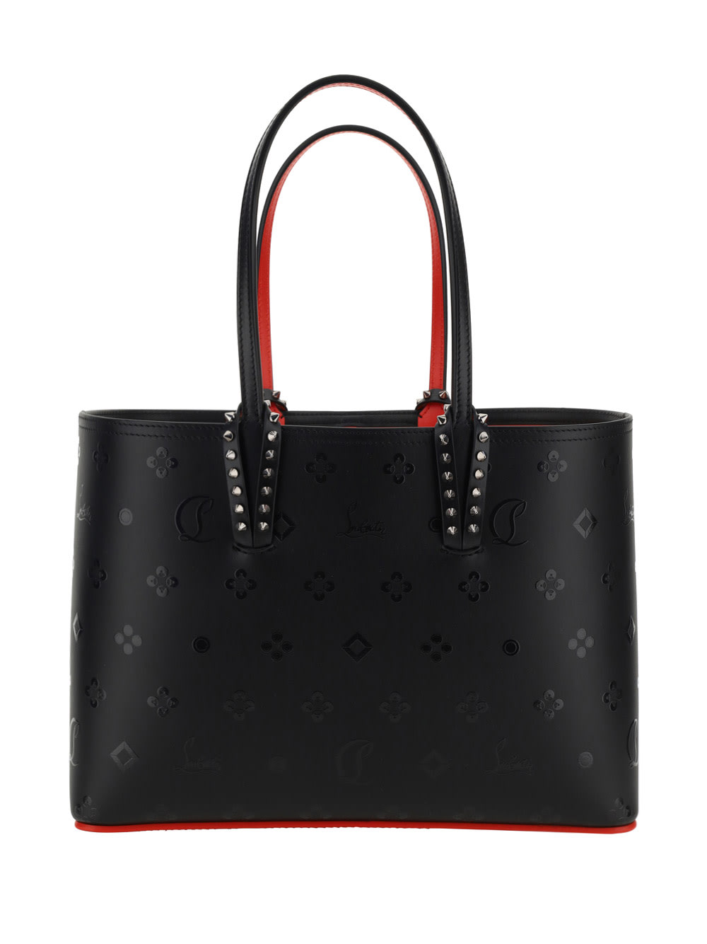 Shop Christian Louboutin Leche Leather Cabata Small Calf Paris Loubinthesky Print Handbag