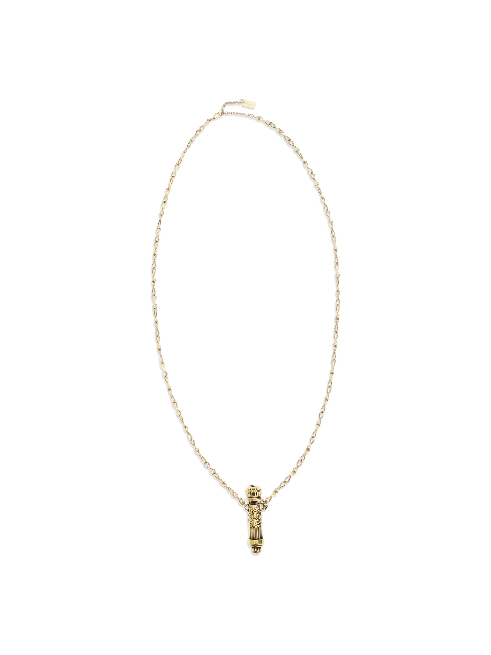 Chloé Chain Link Necklace Engraved Pendant Detail In Gold