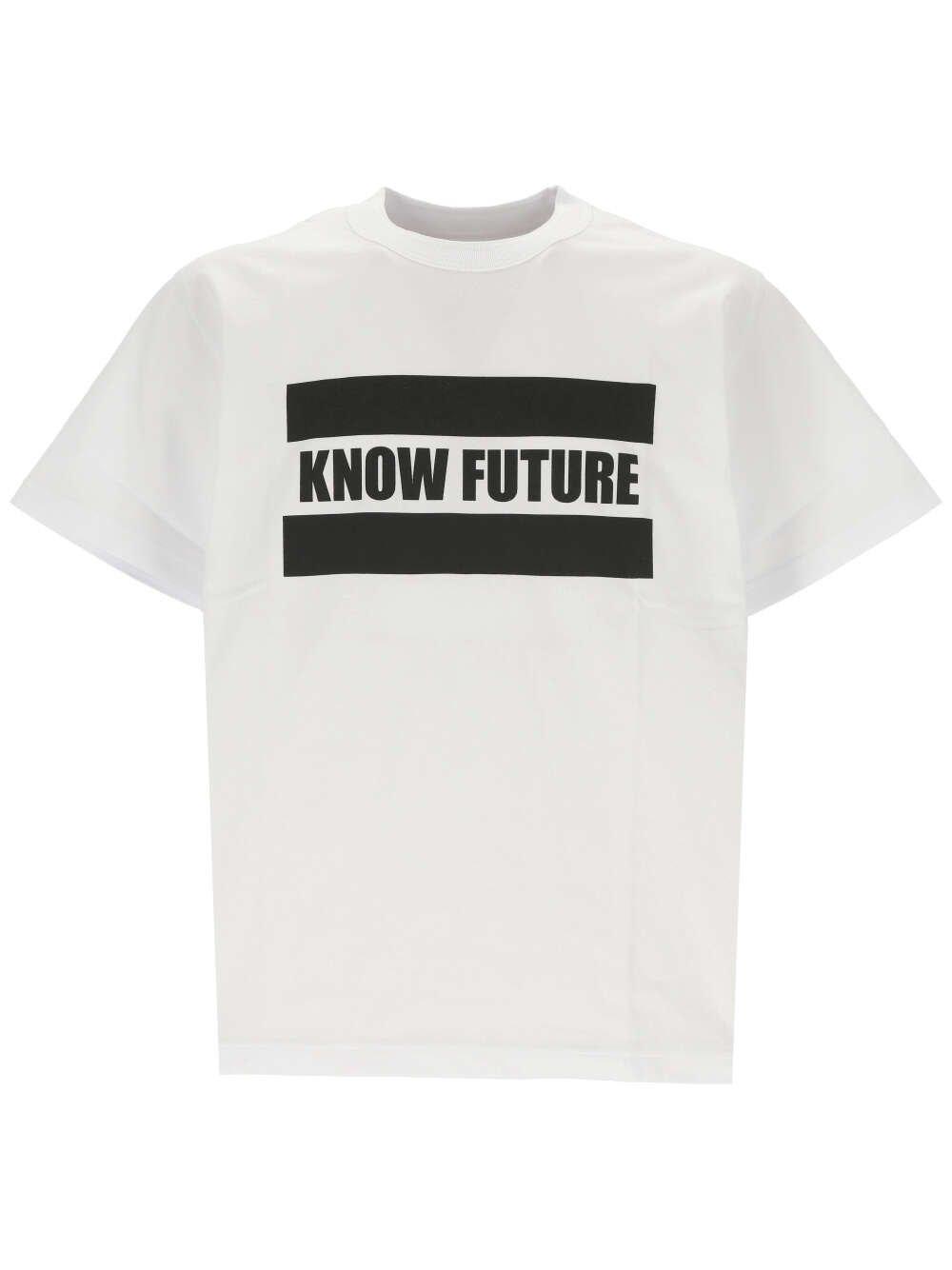 Sacai Slogan-printed Crewneck T-shirt In White