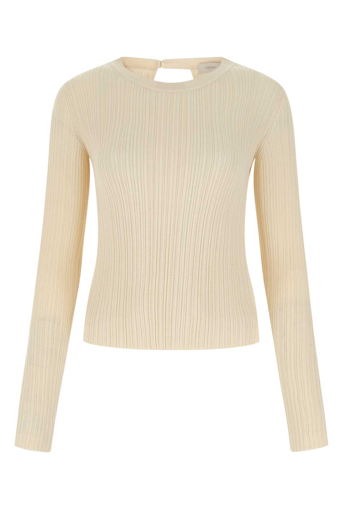 Sand Cotton And Silk Sweater