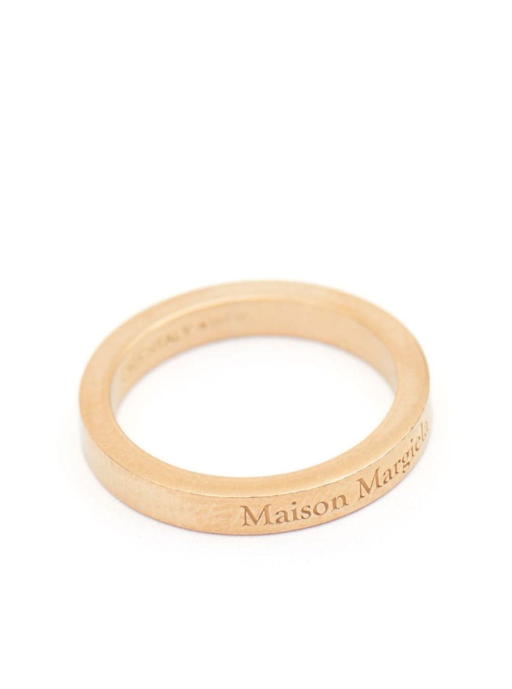 Shop Maison Margiela Gold-colored Ring With Logo Lettering Engraving In Silver Woman In Metallic