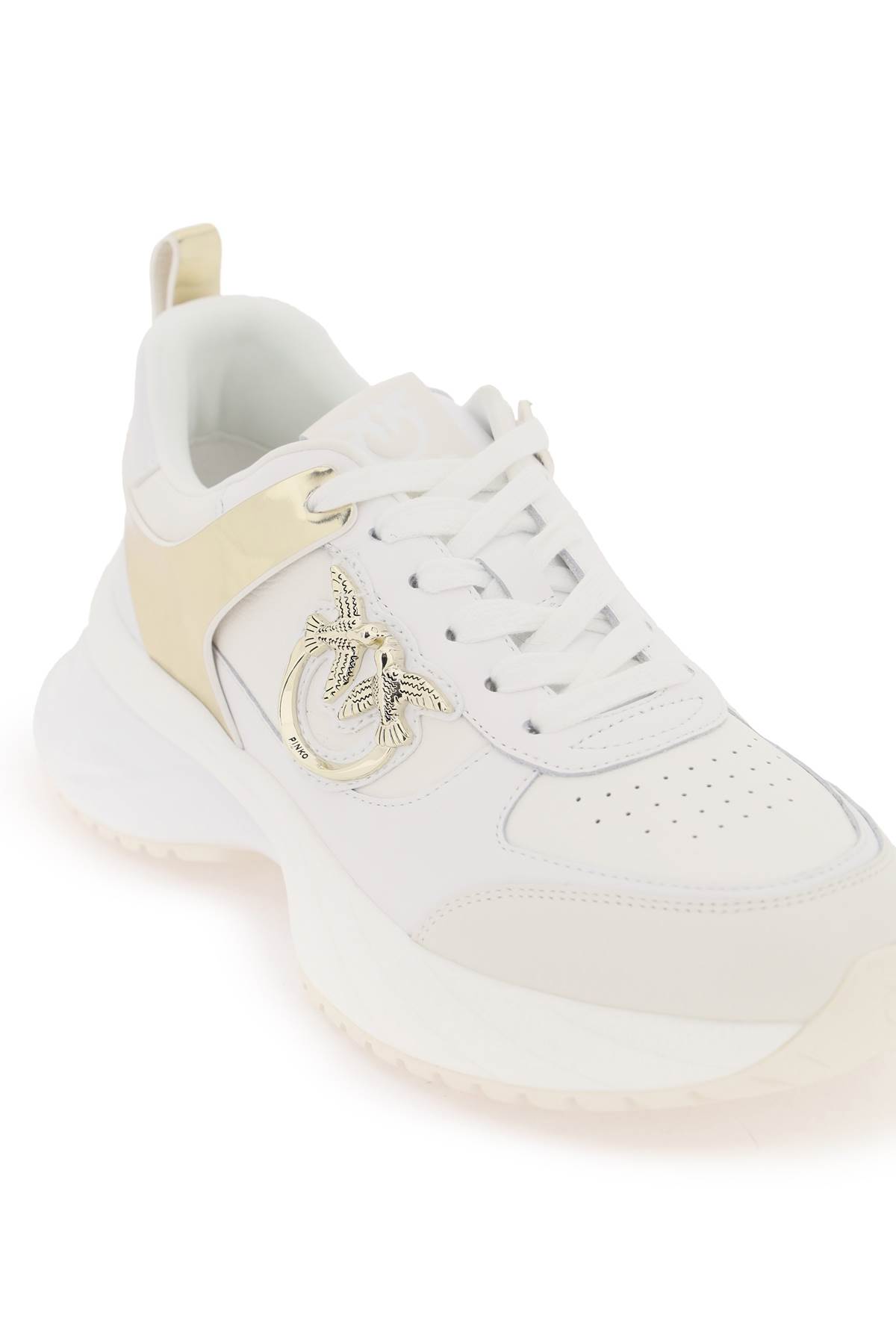 Shop Pinko Love Birds Sneakers In Mirror White (white)