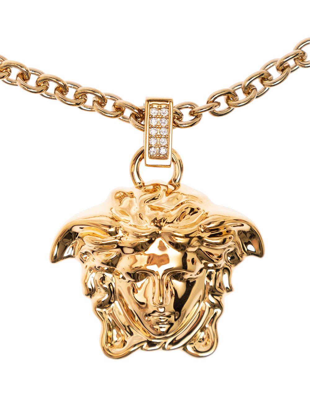 Shop Versace Metal Chain Necklace With Medusa Pendant In Metallic