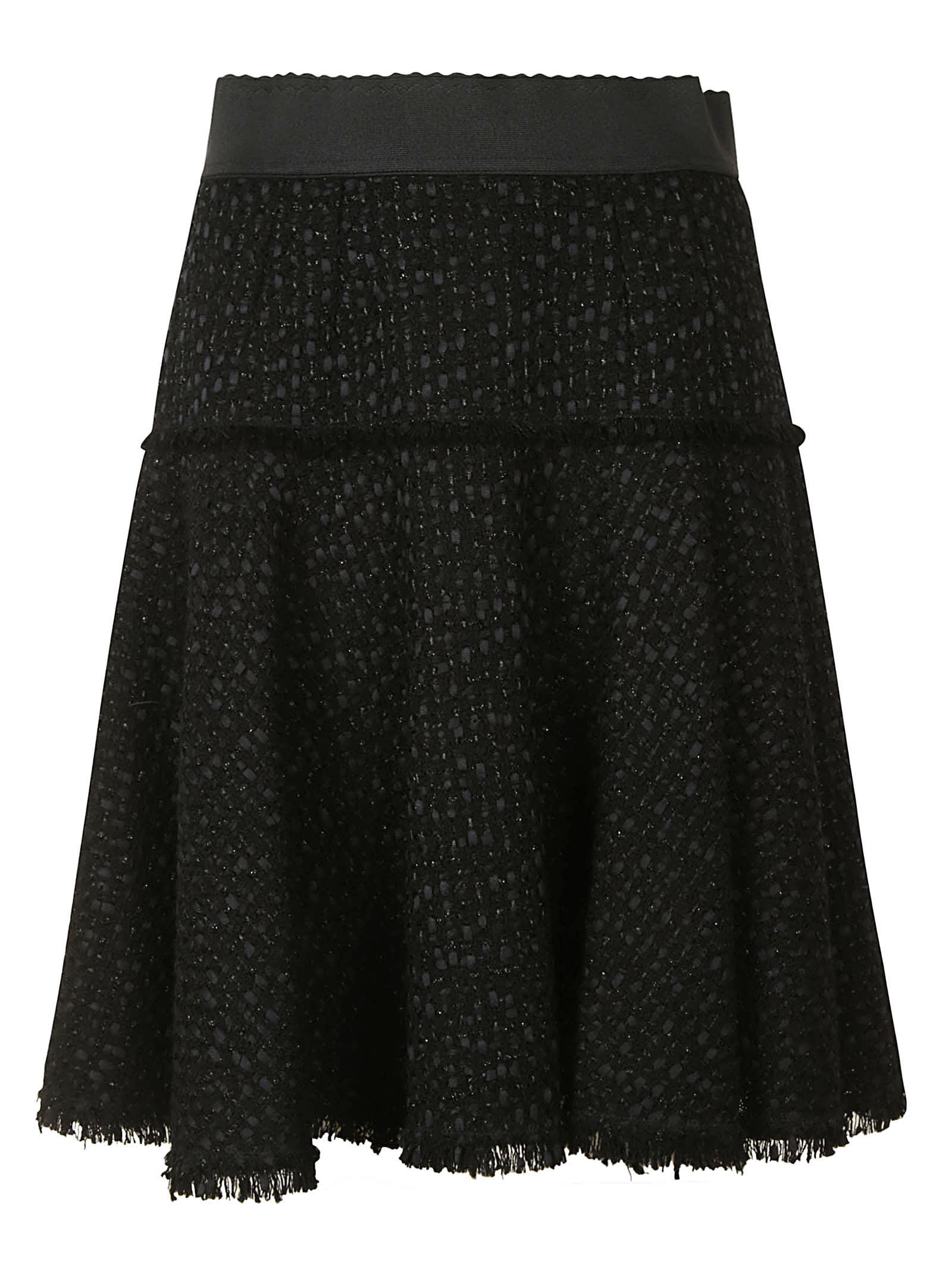 Dolce & Gabbana Fringed Edge Detail Skirt In Black