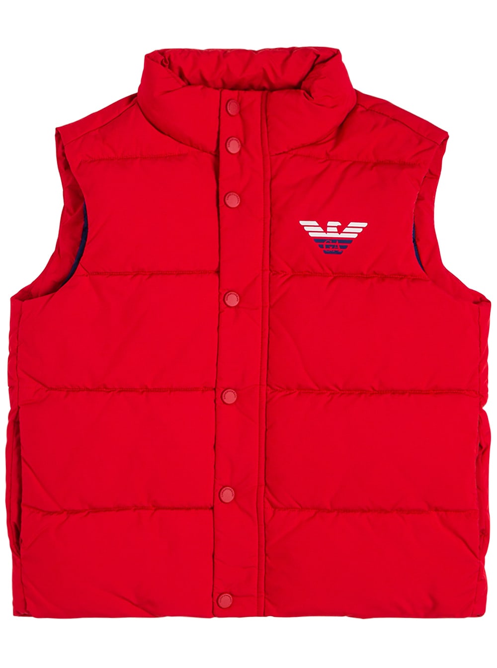 Emporio Armani Red Quilted Nylon Vest With Logo