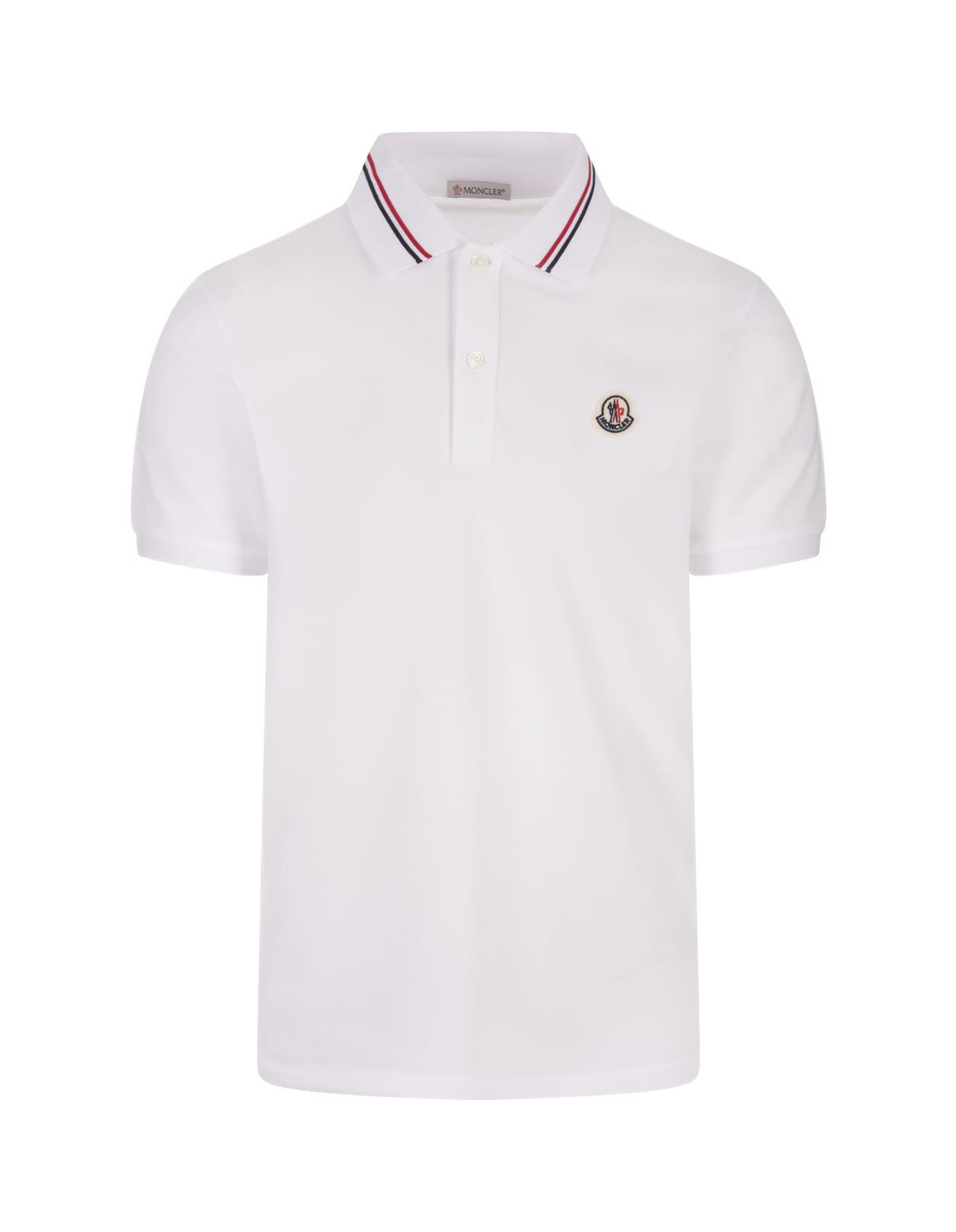 Shop Moncler White Polo Shirt With Iconic Felt Logo