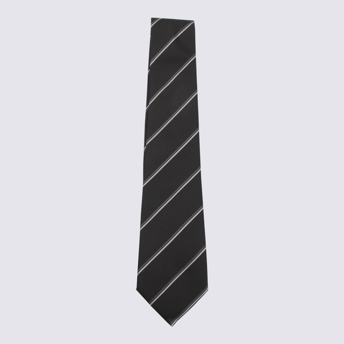 Saint Laurent Black Silk Tie In Black
