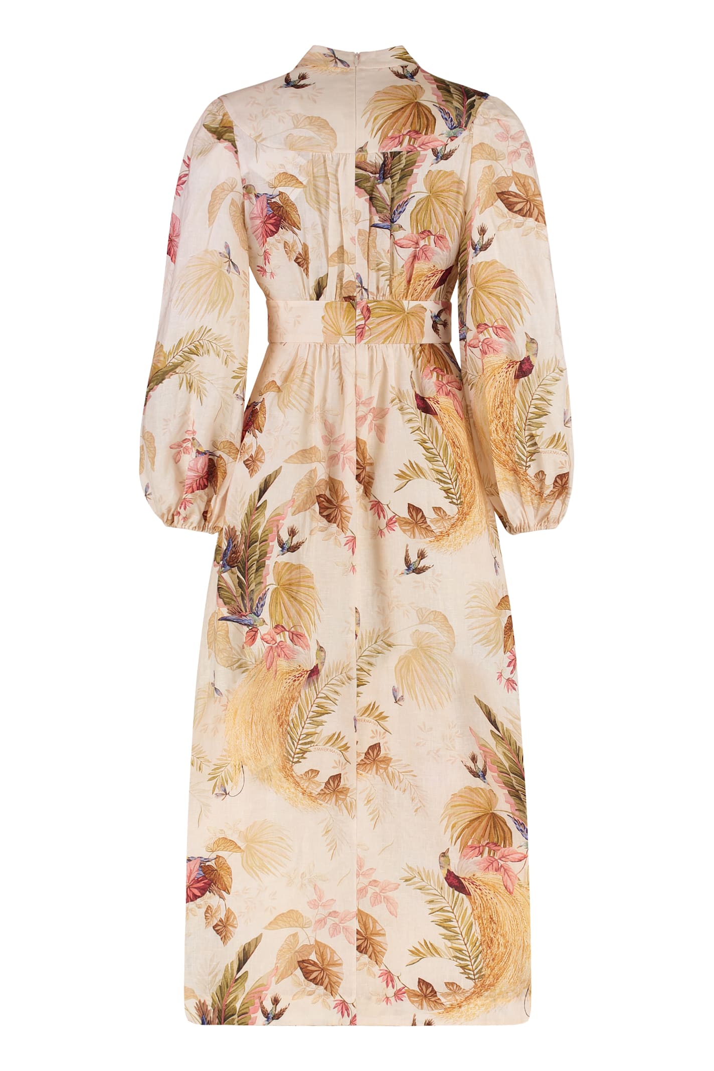 Zimmermann Ascension Plunge Printed Linen Dress In Neutral