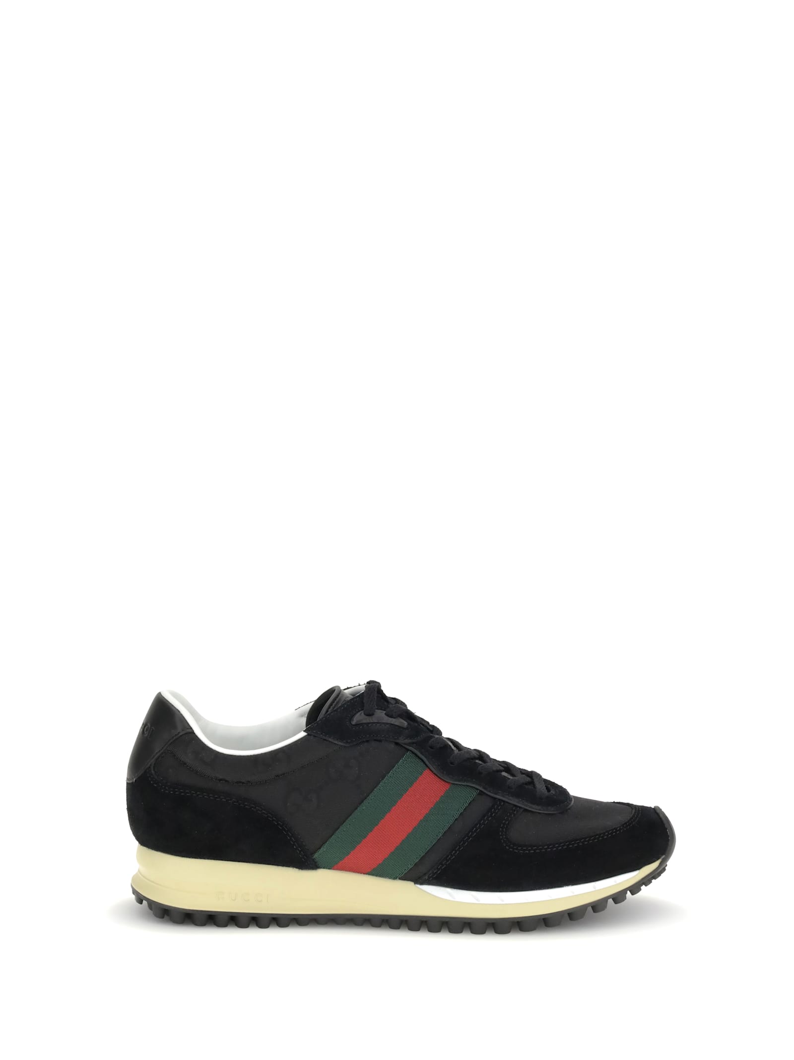 Gucci Round Toe Suede Panels Rubber Sole Sneakers In Multi