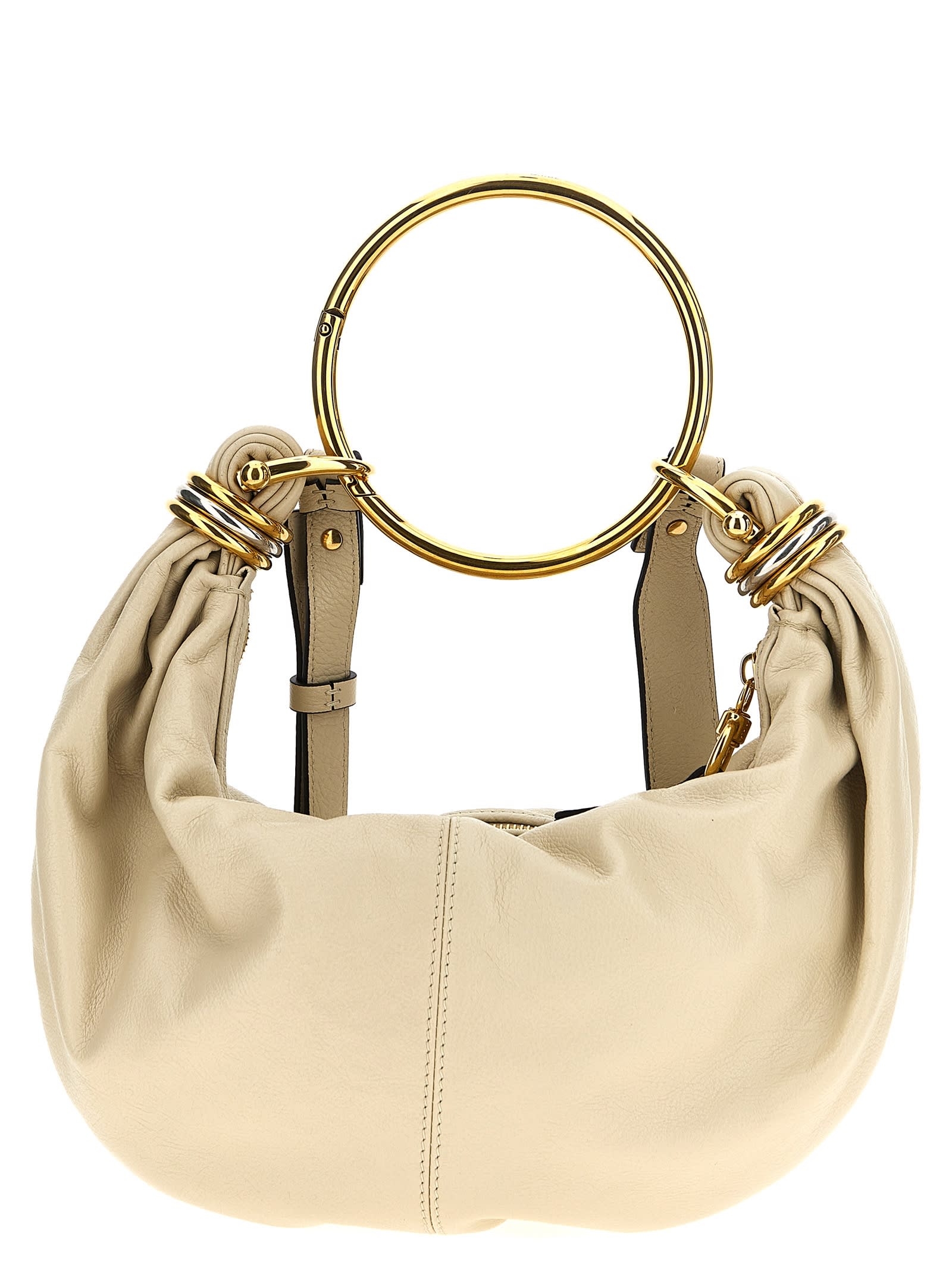 Shop Chloé Bracelet Small Hobo Bag Handbag In Beige