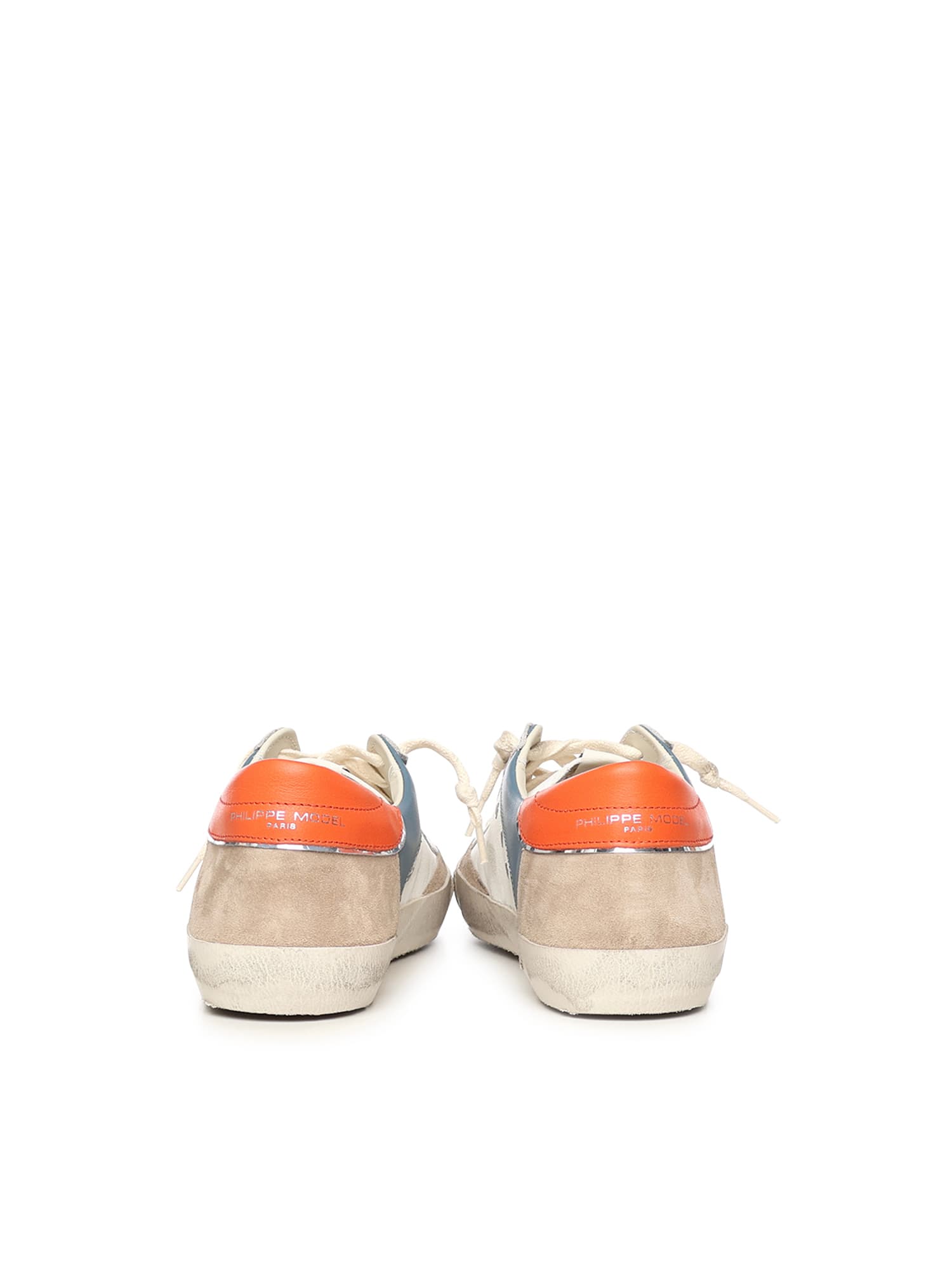 Philippe Model Prsx Low Sneakers In White Suede And Leather In Multi
