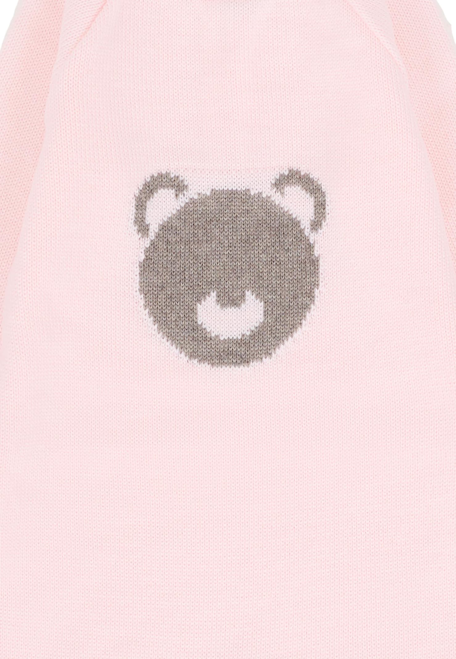 Little Bear Pink Romper For Baby Girl With Bear In Purple
