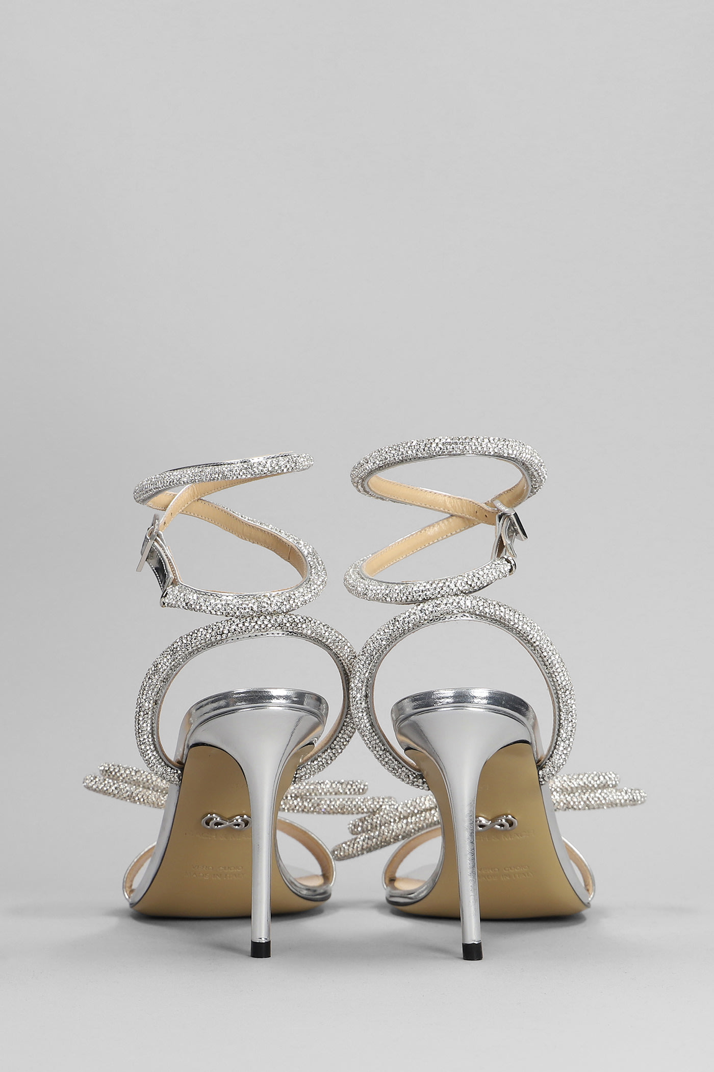 Shop Mach &amp; Mach Sandals In Silver Leather